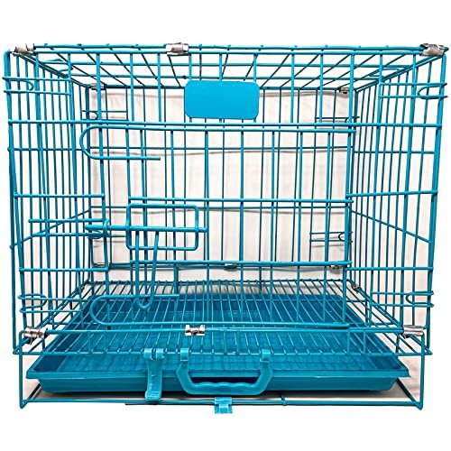 Dog Lover Dog Cage Double Door Heavy Duty Folding Metal Kennel For Small Dogs And Puppies 24 Inch,Blue