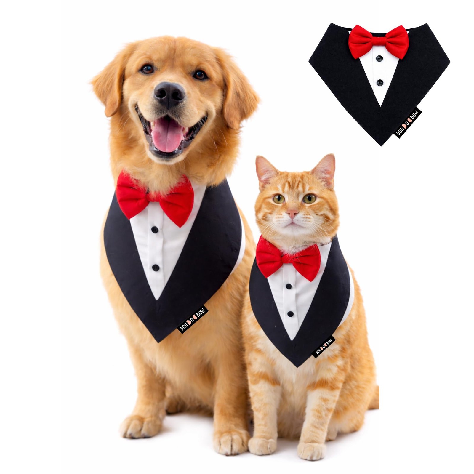 Dog-O-Bow Cotton Tuxedo Bandana for Dogs | Classic, Elegant & Comfortable (Small Size)
