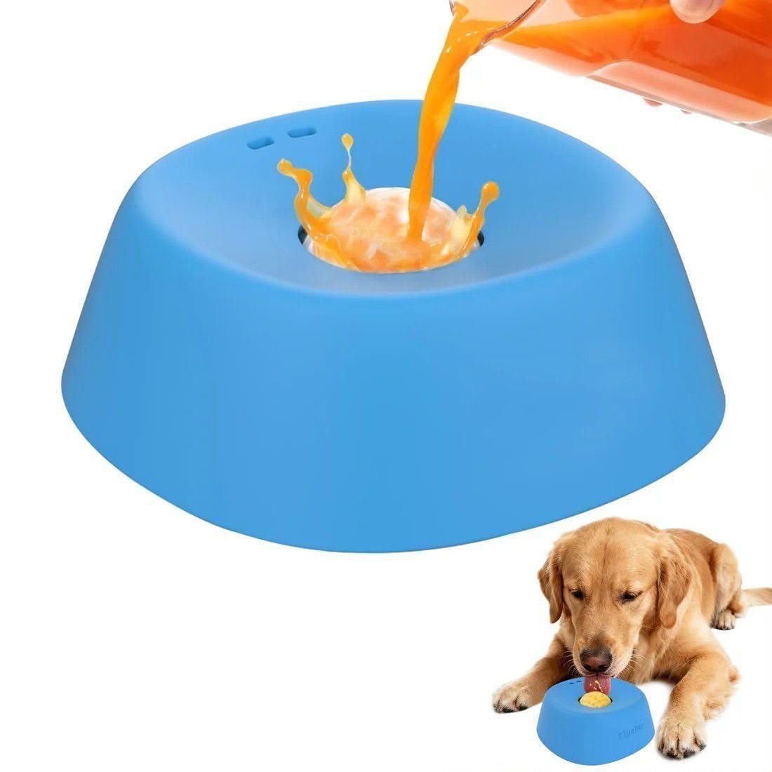 Dog Slow Feeder Lick Bowl with Rolling Ball,Silicone Interactive Pet Lick Mat for Liquid Treats,Anti-Choking Slow Feed Bowl f
