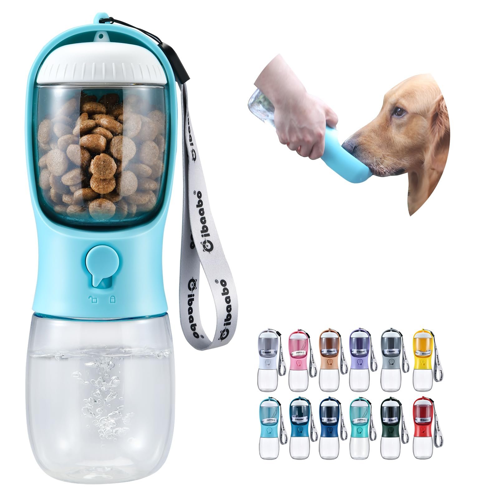 Dog Water Bottle with Food Container, Travel Puppy Water Bowl, Portable Pet Dispenser, Dog Gift Stuff Accessories Items, Pupp