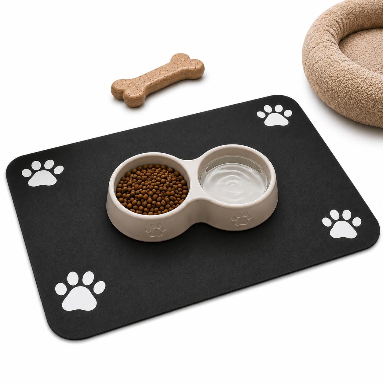 Doggifys Dog Food Mat for Floor | Waterproof Pet Feeding Mat | Food & Water Bowl Mat for Dogs & Cats | Anti-Slip Rubber Mat f