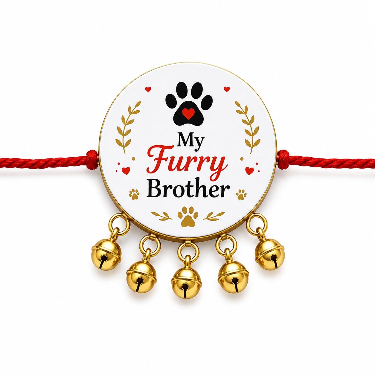 DORI Pet Rakhi for Dog & Cat | My Furry Brother with Bells | Cute Paw Print Thread for Dogs, Puppies & Cats | Raksha Bandhan