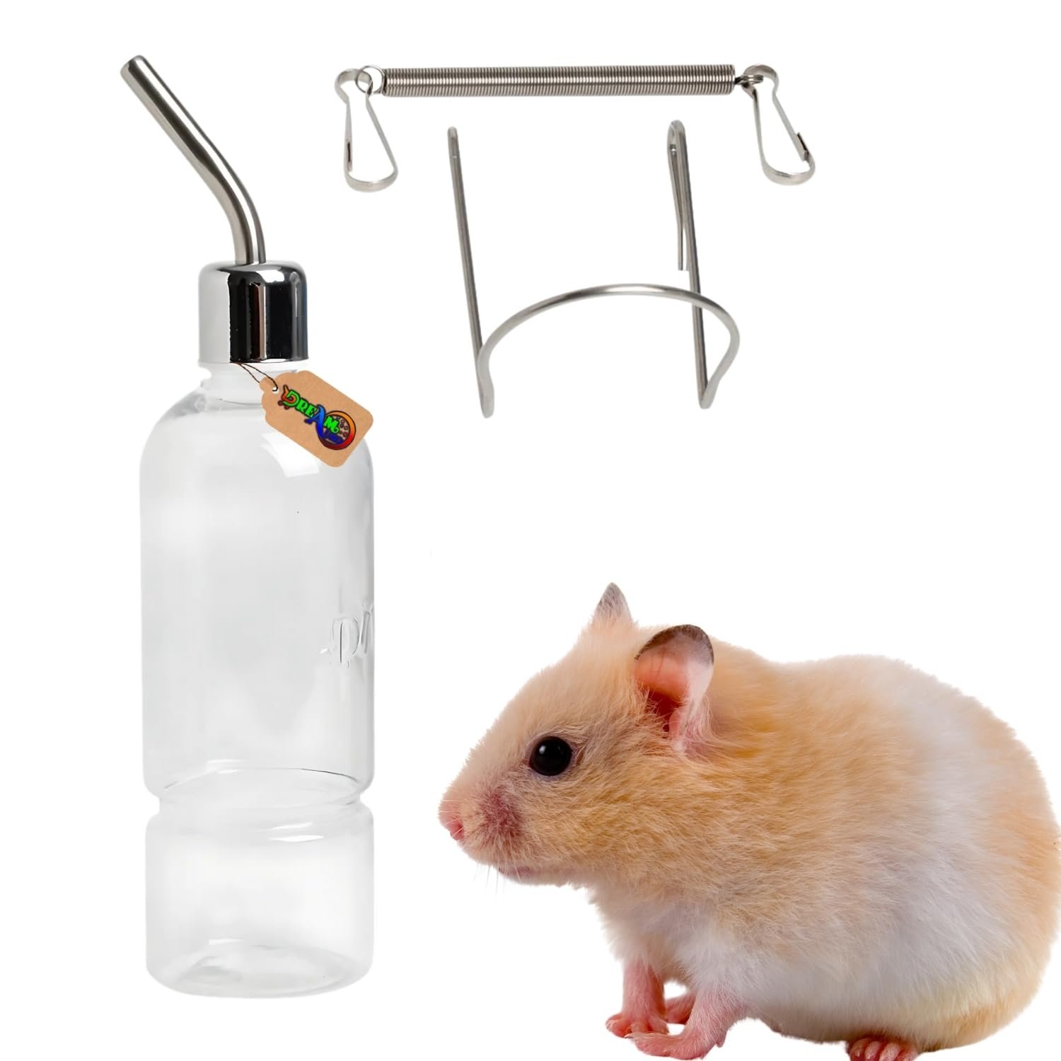 DreamAuro Hamster Transparent Water Bottle Dispenser – BPA-Free Automatic Drinking Feeder for Rabbits, Guinea Pigs, and Small