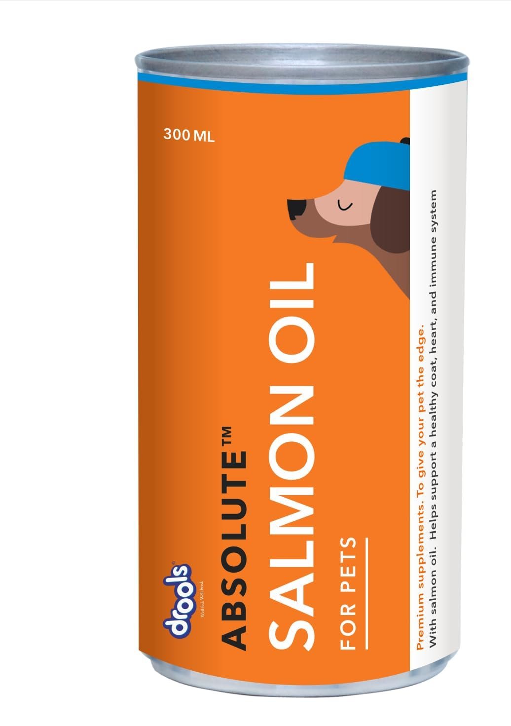 Drools Absolute Dog Supplement Syrup 300ml Jar | Salmon Flavour | All Breeds | Promotes Shiny Coat | Boosts Immunity | Aids B