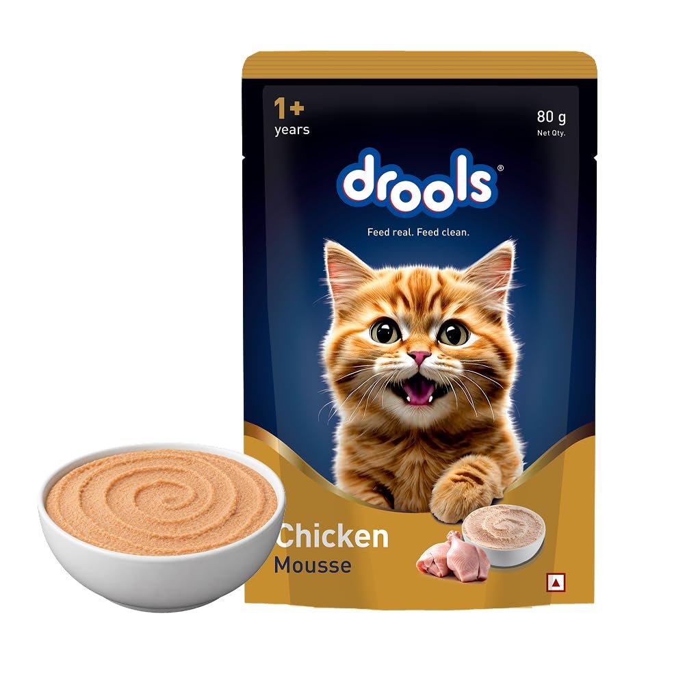 Drools Adult Cat Wet Mousse 80g | Chicken | High Protein | Supports Hydration & Easy Digestion | Grain Free | No Artificial A