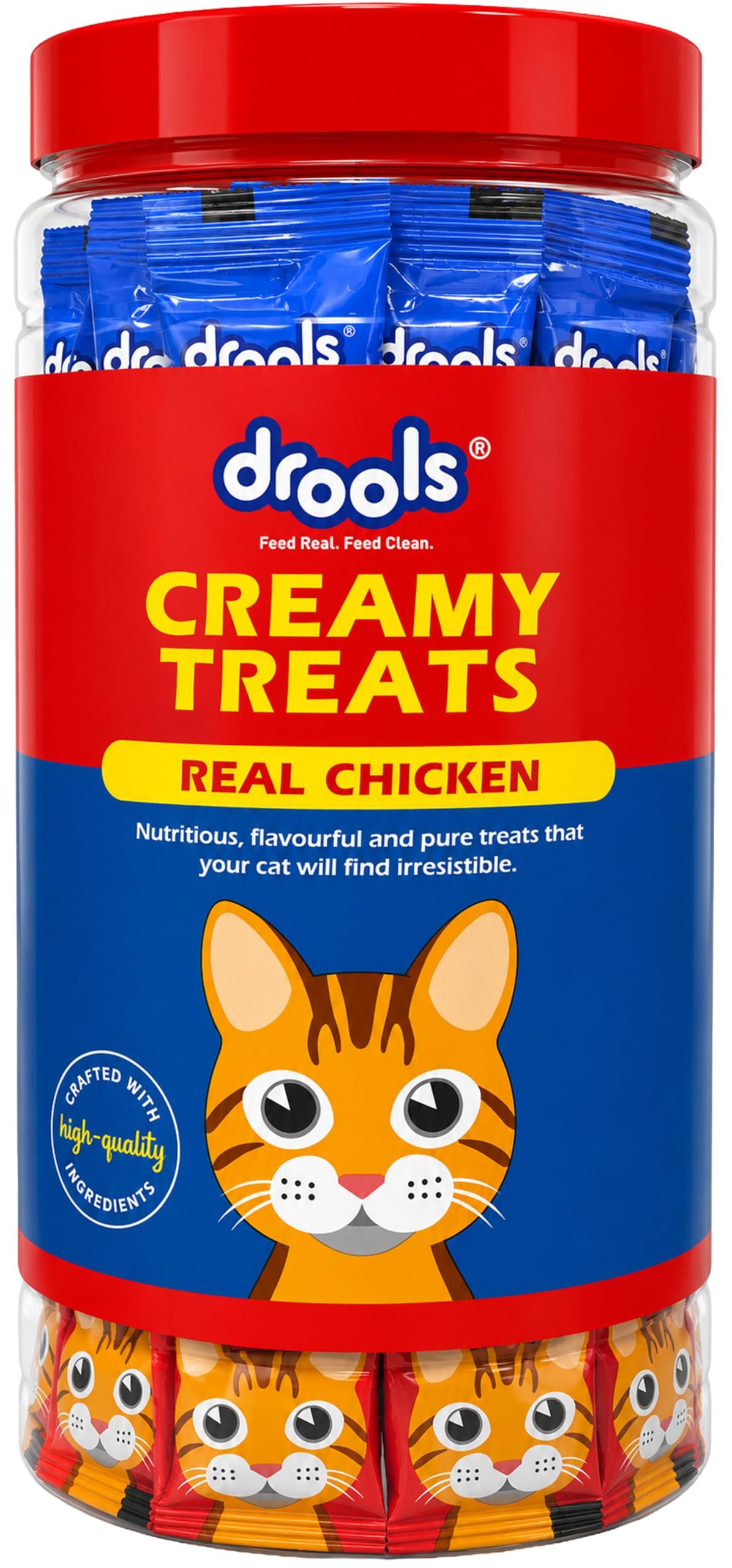 Drools All Life Stages Creamy Lickable Cat Treats 375g (15g x 25 Pieces, Jar) | Chicken Flavour | Taurine for Heart & Vision