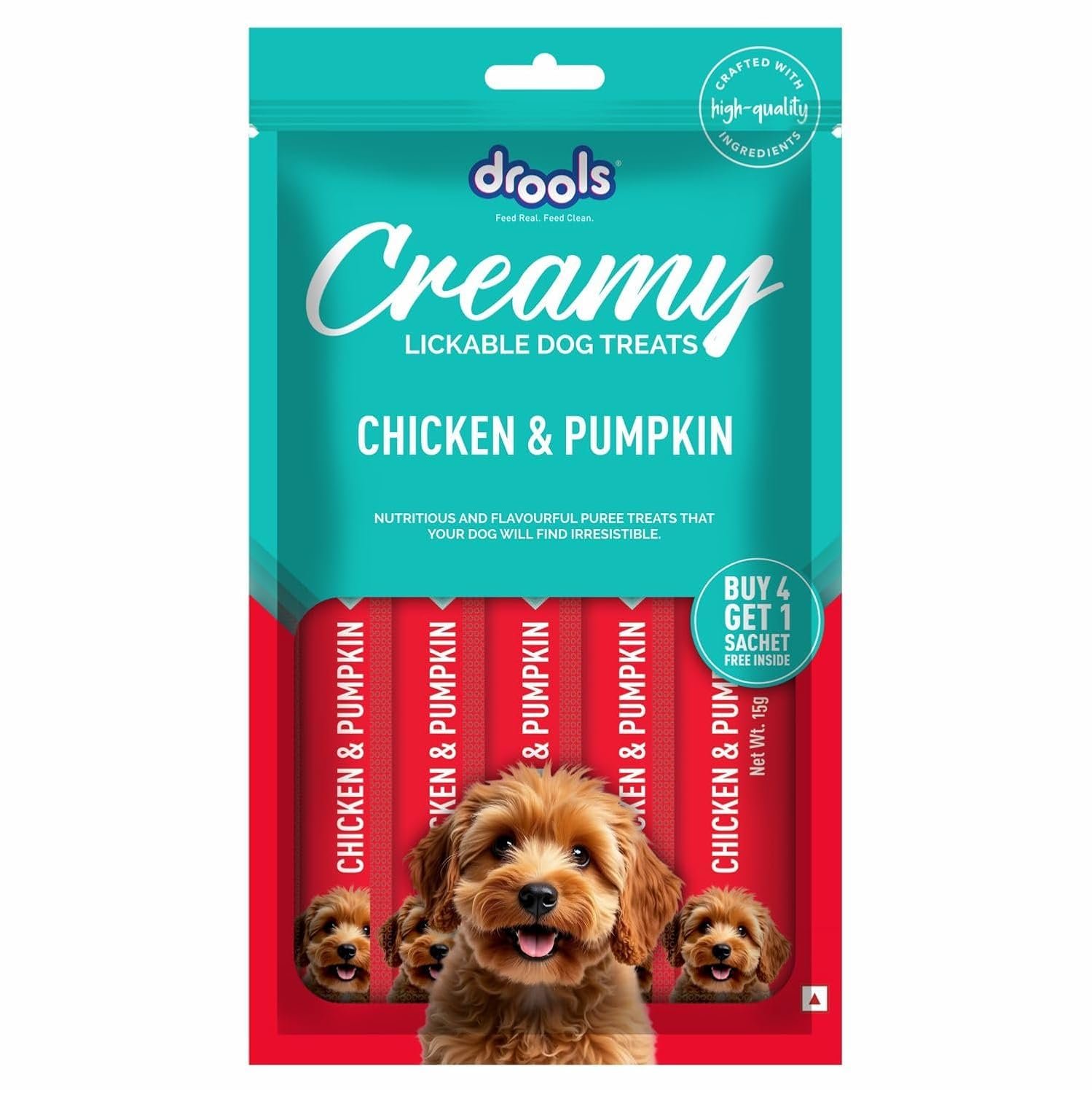 Drools All Life Stages Dog Treats Creamy 5 Sticks Tasty & Nutritious Snack for All Breeds (15g x5) 75g | Chicken & Pumpkin Fl
