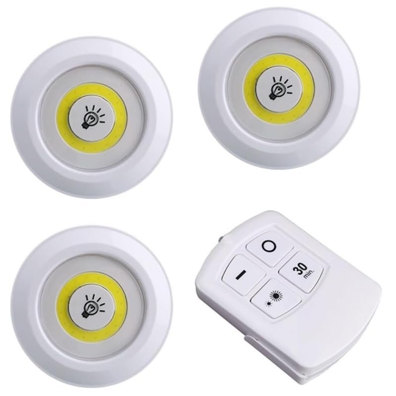 Drumstone 𝟏𝟓 𝐘𝐞𝐚𝐫𝐬 𝐖𝐚𝐫𝐫𝐚𝐧𝐭𝐲 3-Pack Bright White LED Lights with Remote Control, Dimmable Lights with Timer and