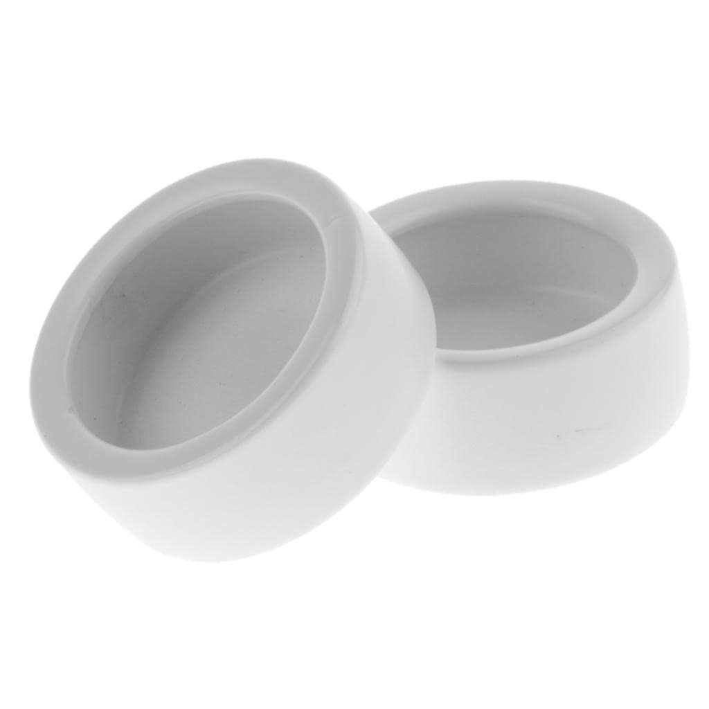 ECOMISTIQ®2Pcs Reptile Feeder Ceramics Reptile Lizard Food Bowl Anti-Escape White S|Pet Supplies|Reptile Supplies
