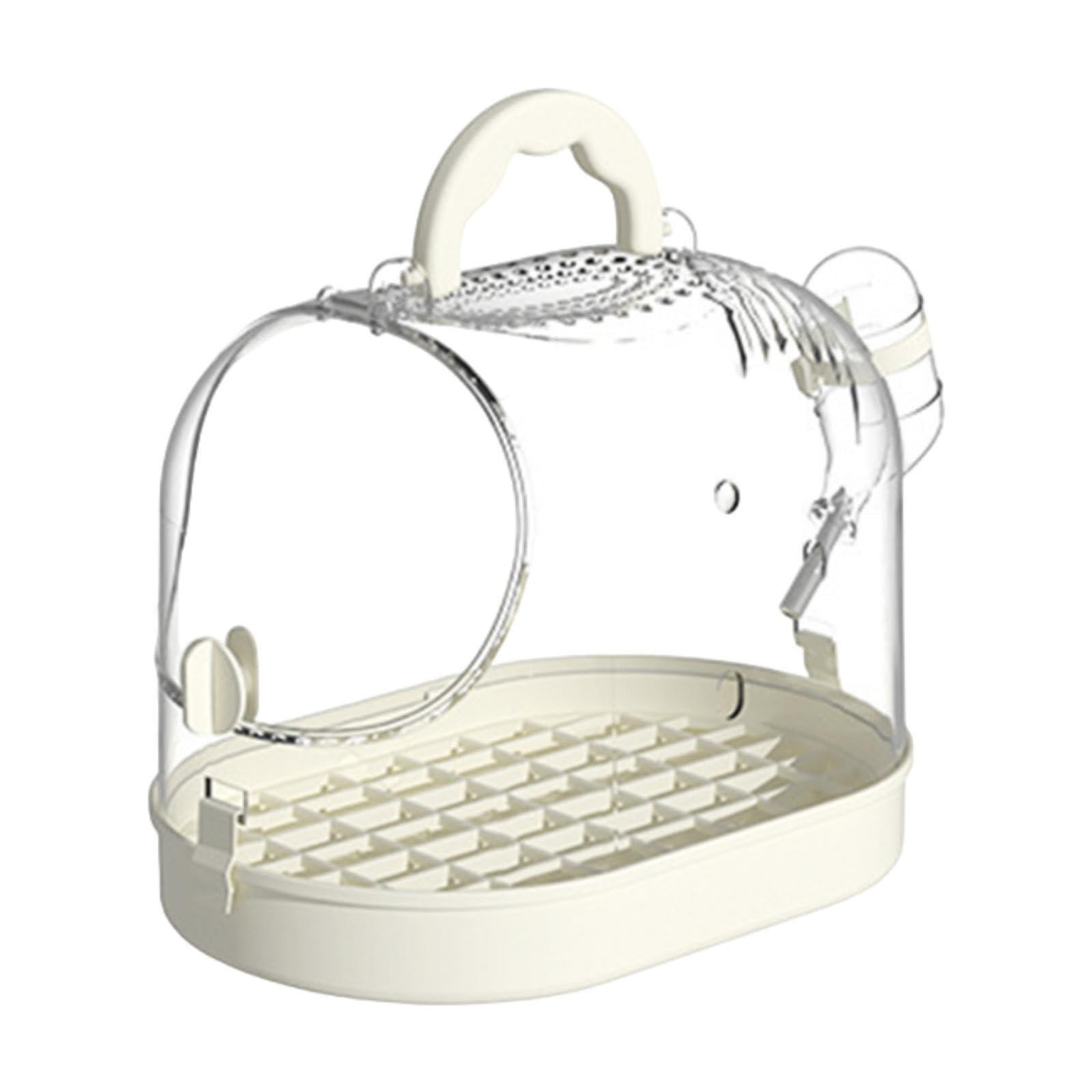 ECOMISTIQ® Travel Bird Cage with Handle Clear Multifunction for Parrot Birds Cockatiels White| Cages| Supplies |Pet