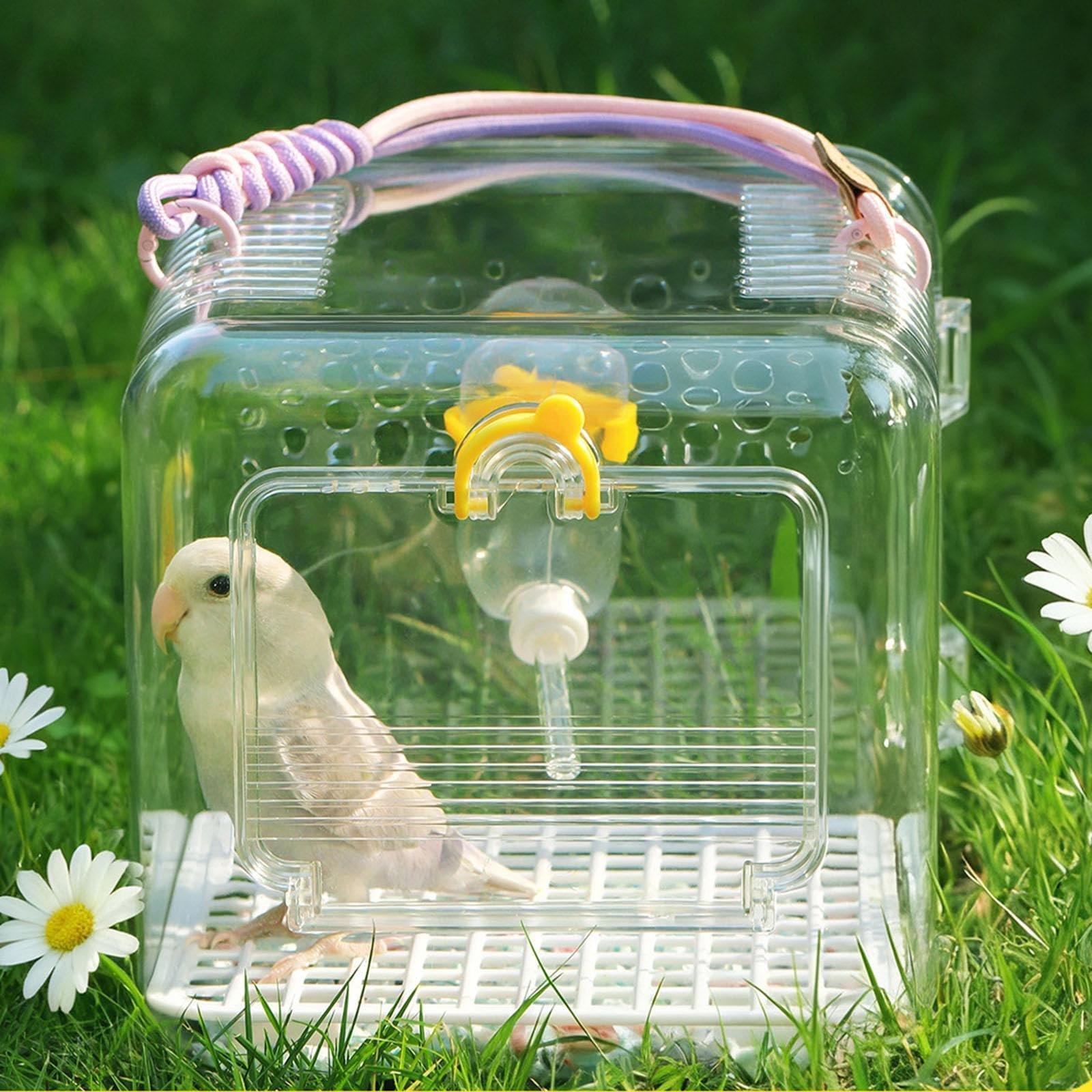 Enakshi®Bird Travel Carrier Small Breathable Clear for Cockatiels Budgies Parrotlets|Pet Supplies|Bird Supplies|Cages