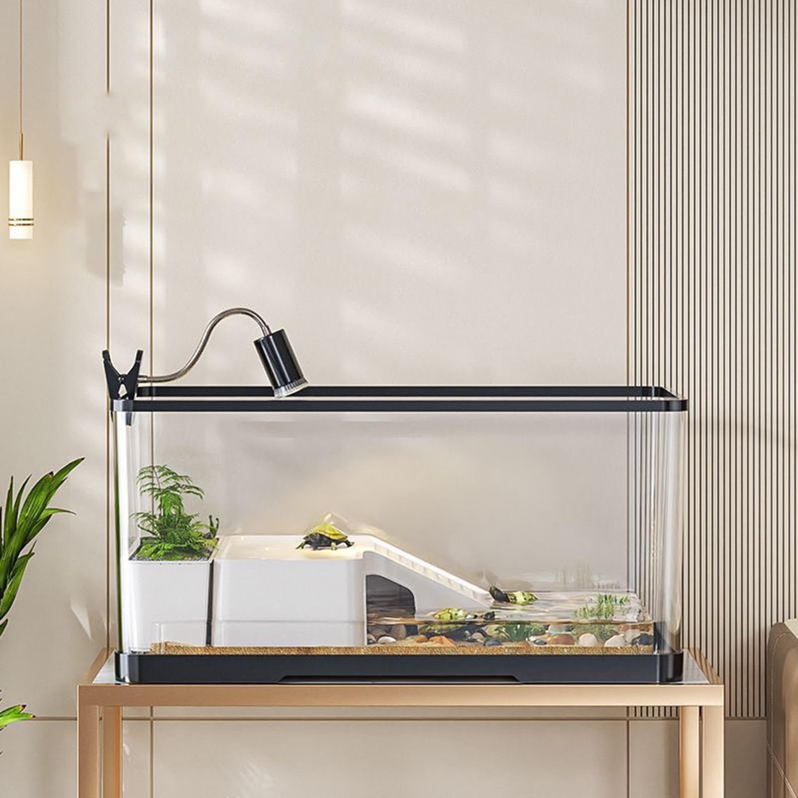 Enakshi® Turtle Tank with Cover Reptile Habitat for Frog Bearded Dragon Small Reptile Medium|Pet Supplies | Reptile Supplies