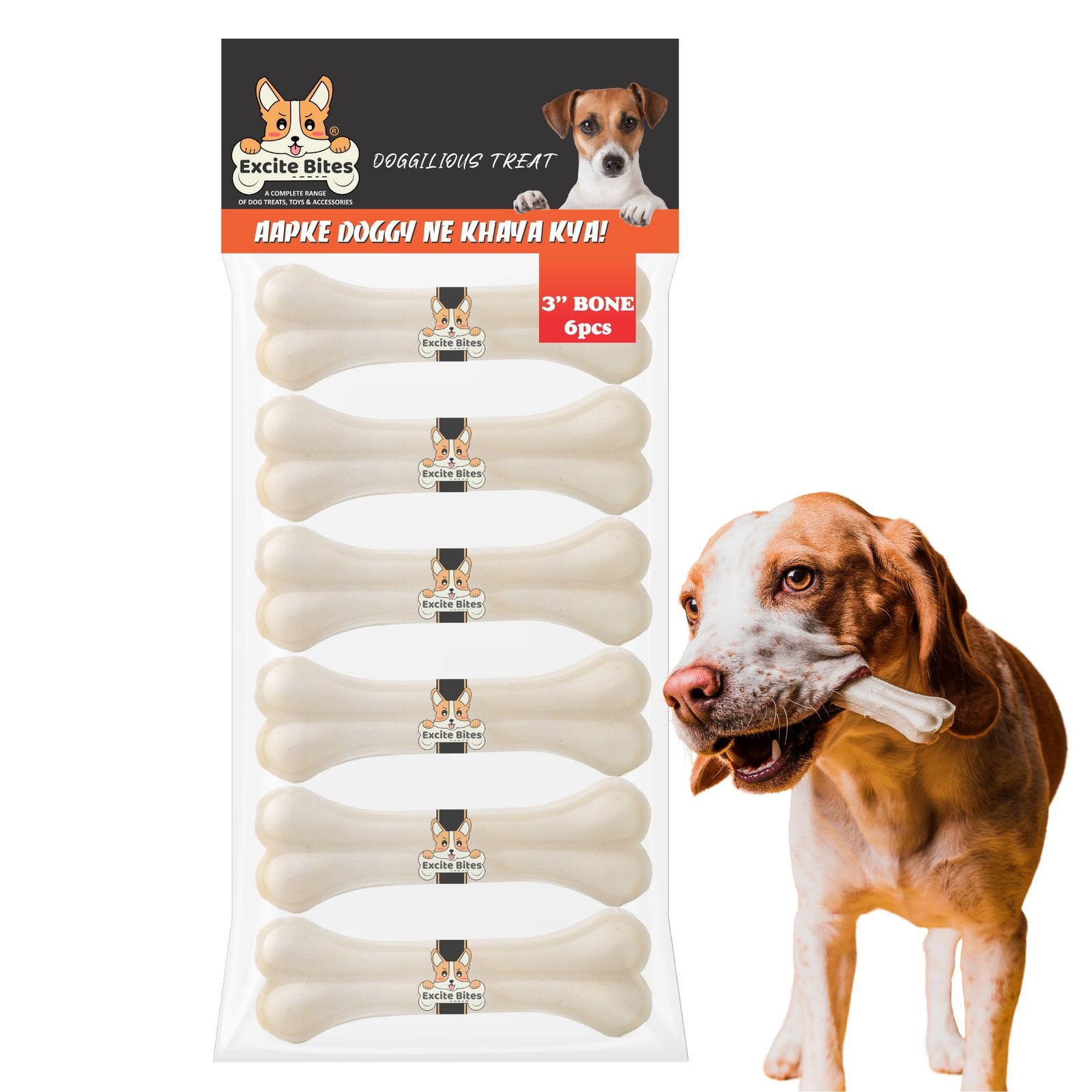 Excite Bites Calcium Bones for Dogs Adult | Calcium Dog Chew Bones for Puppies & Adult Dogs | Long-Lasting Treats & Chew Bone