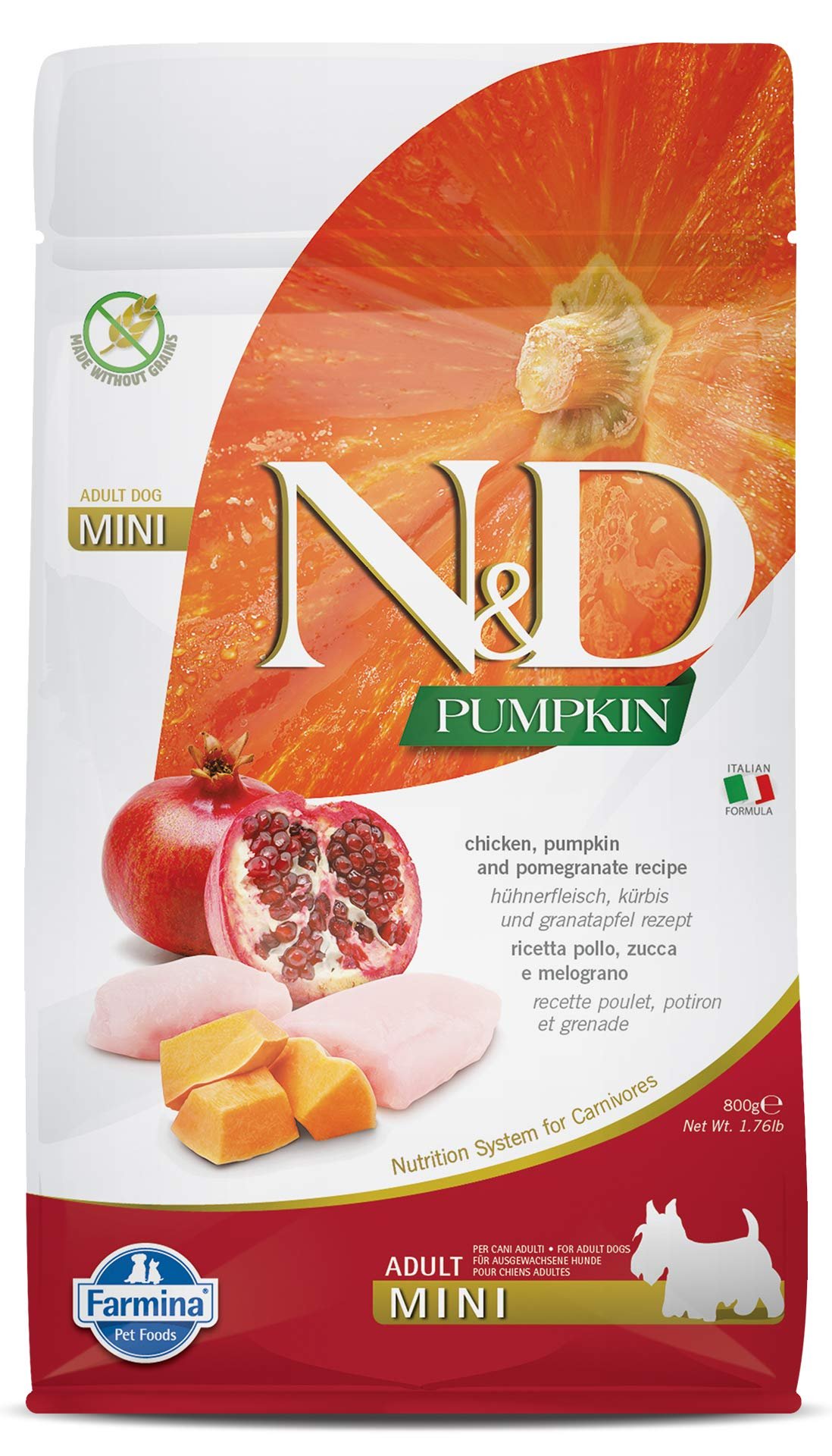 Farmina N&D Pumpkin Adult Mini Dog Food | Chicken, Pomegranate & Pumpkin | Rich in Anti-oxidants | Complete Food for Adult Do