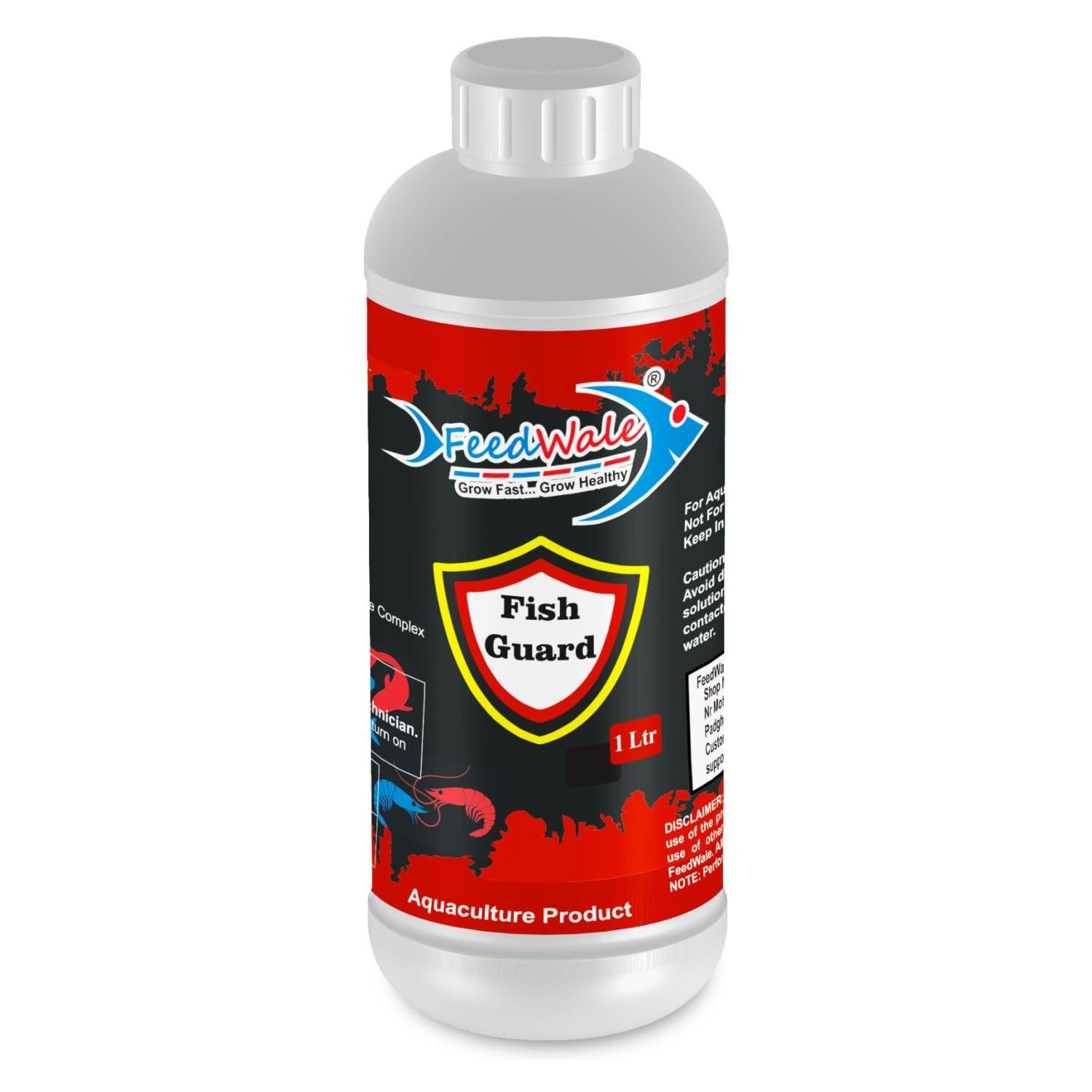 FeedWale Fish Guard 1 Litre Cures Fungal and Bacterial Infection for Fishes in Ponds & BioFloc Aquaculture Water Treatment
