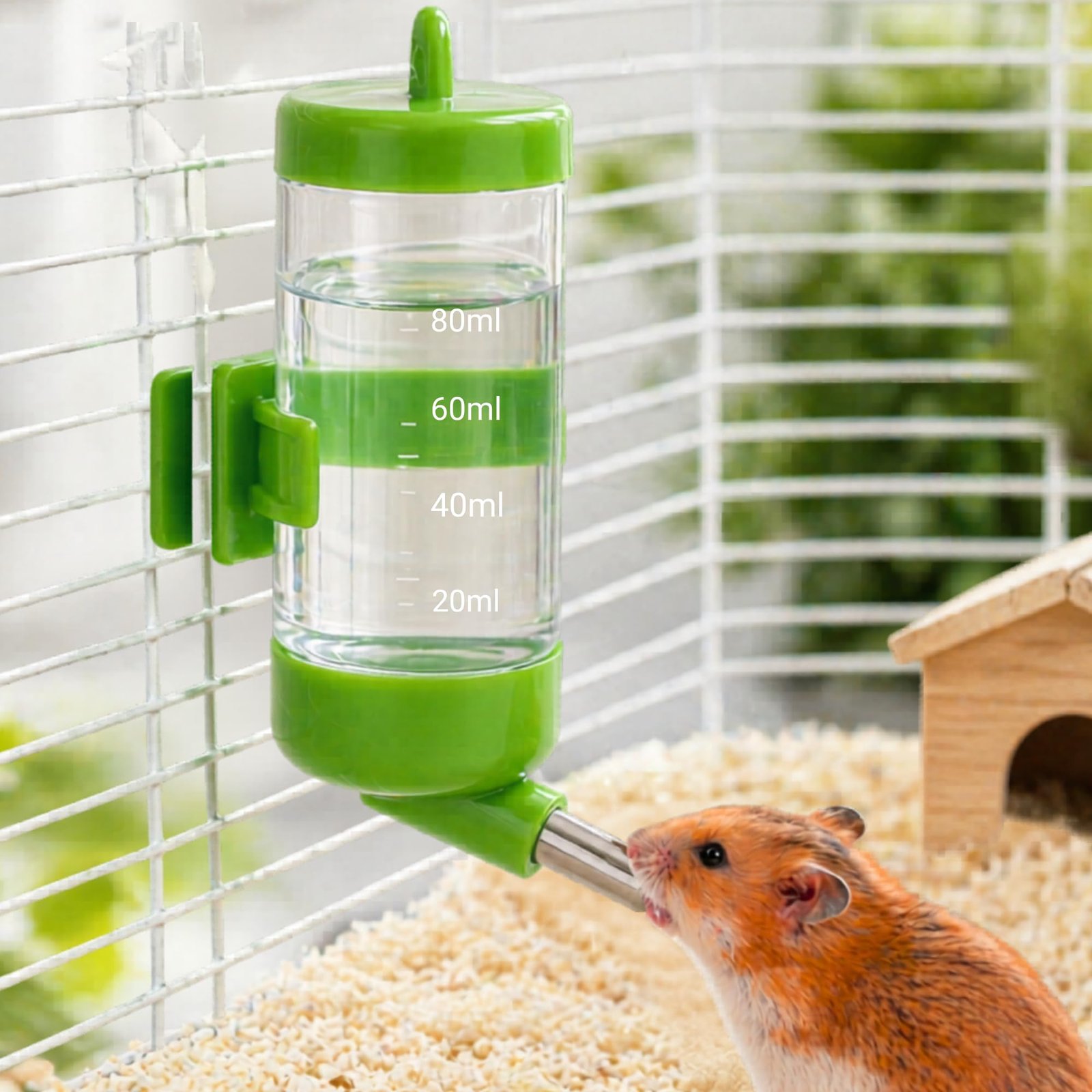 FinyPetz 80ML Hamster Water Bottle No Leak Small Pet Drinking Feeder Bottle Cage Mount Side Lock Design Stainless Steel Nozzl