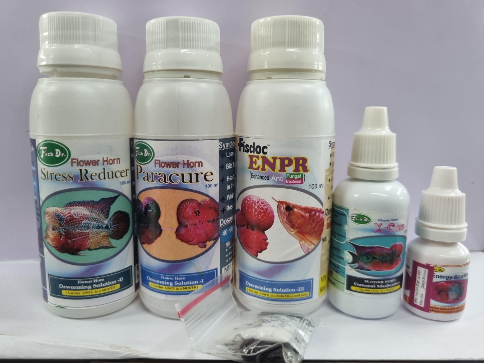 Fisdoc Fish Doctor India 6in1 Enpr Medicines for Flower Horn Deworming, Swim Bladder Problems - Simple & Effective