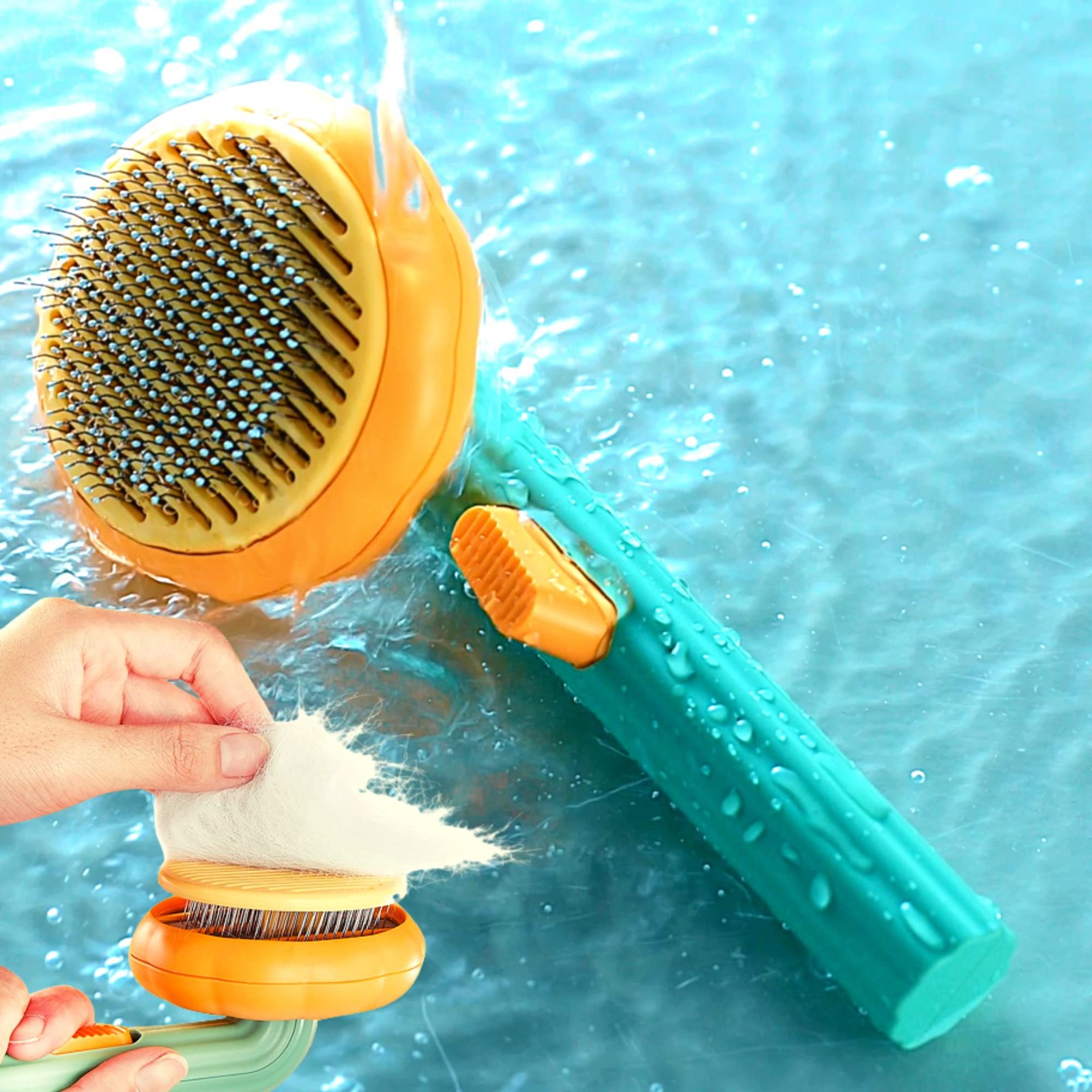 Flynovate Self Cleaning Dog Comb & Cat Comb - Pet Hair Remover Grooming Comb with Switch & PAIN - FREE Slickers | Deshedding