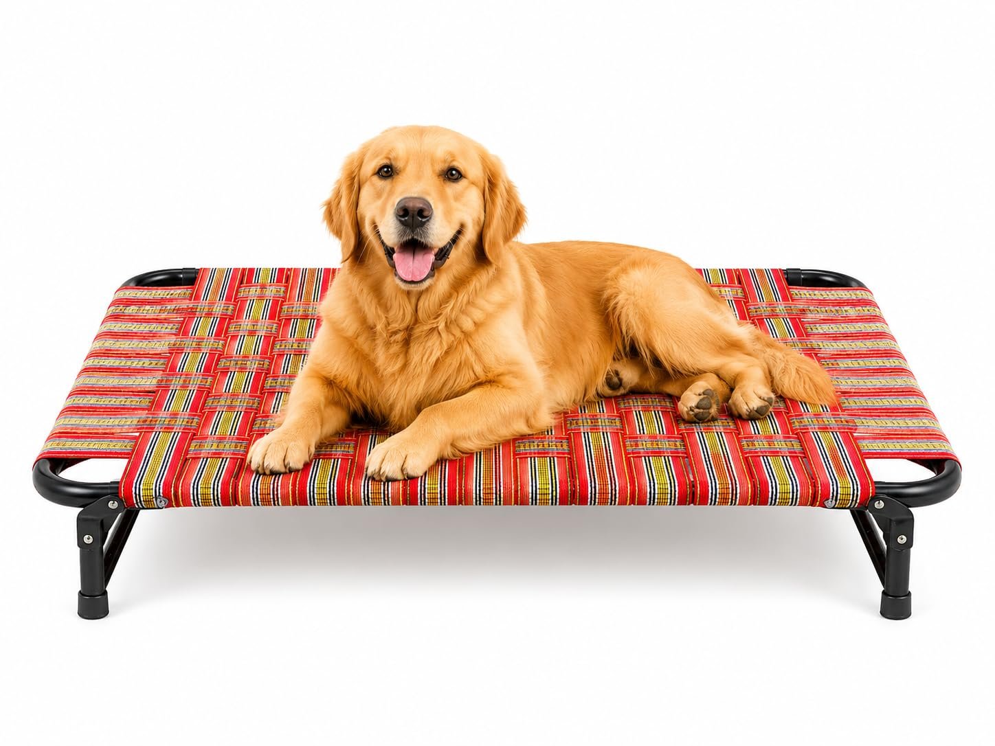 Folding Dog Bed for Medium & Large Dogs | Heavy Duty Metal Frame | 61 x 91 cm Size, Indoor & Outdoor Use, Raised Design, Heav