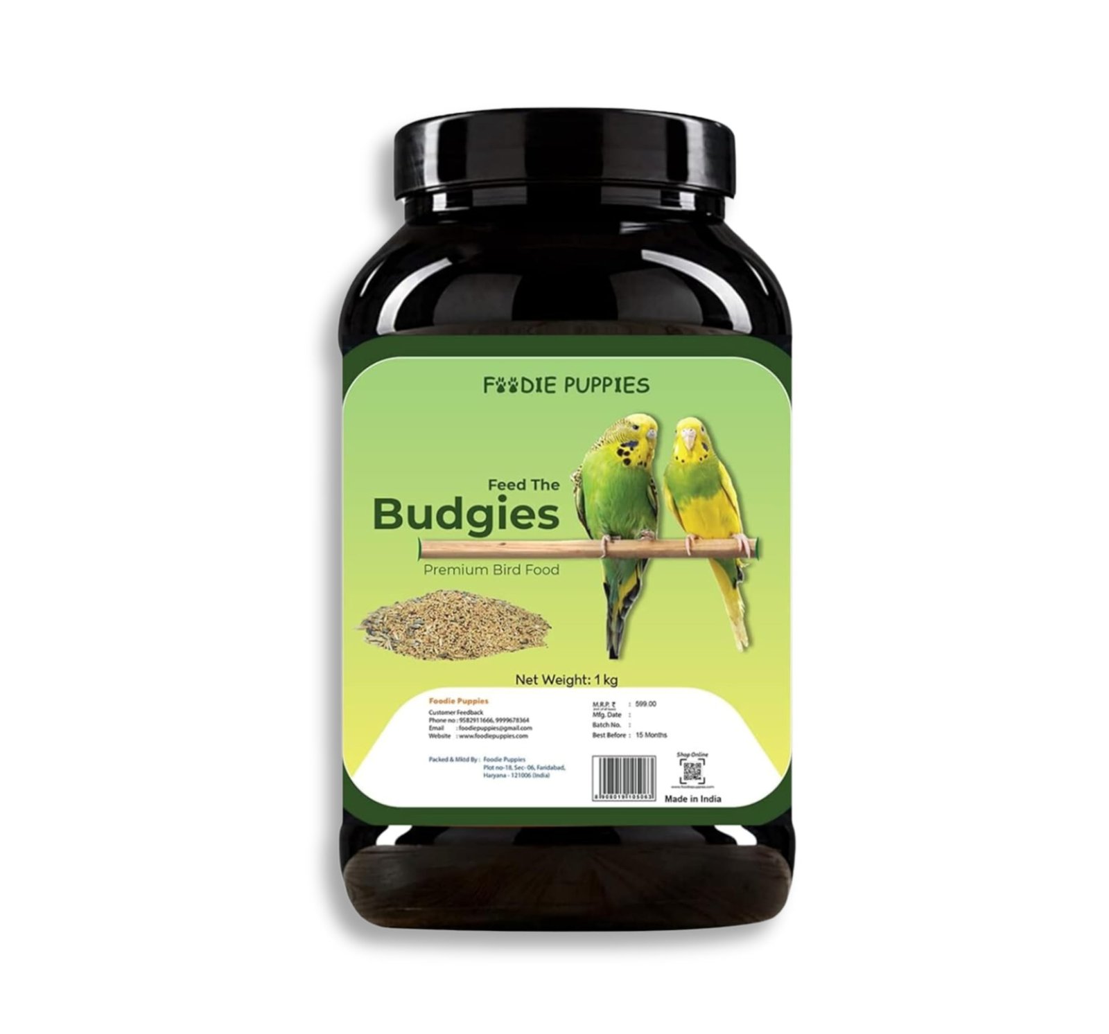 Foodie Puppies Bird Food for Budgies - 1Kg | Natural & Healthy Premium Mix Seeds, Canary, Yellow Proso, Browntop, Sunflower,