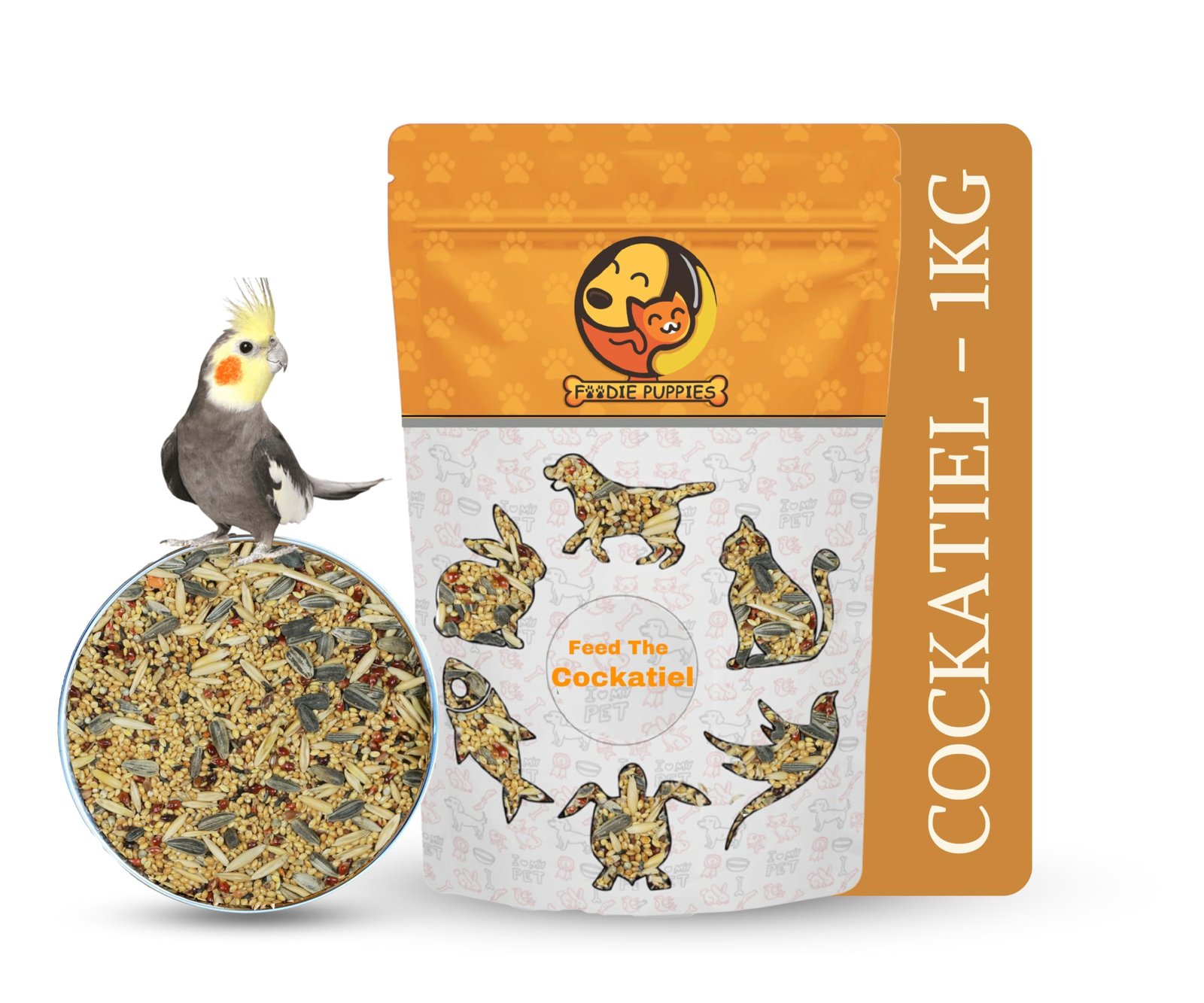 Foodie Puppies Bird Food for Cockatiels - (1kg, Pouch) | Natural and Healthy Premium Mix Seeds, Kangni, Yellow Proso, Brownto