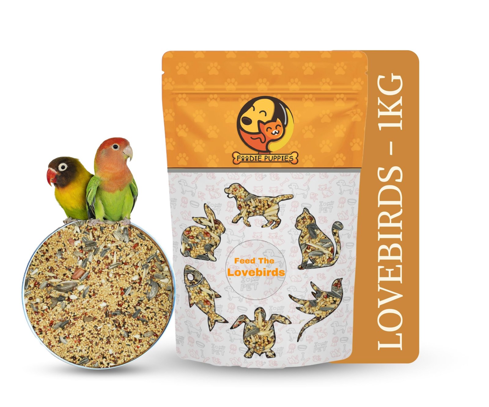 Foodie Puppies Bird Food for Love Birds - (1Kg, Pouch) | Mix Seeds, Kangani, Yellow Proso, Sunflower, Browntop, Oats, Pearls
