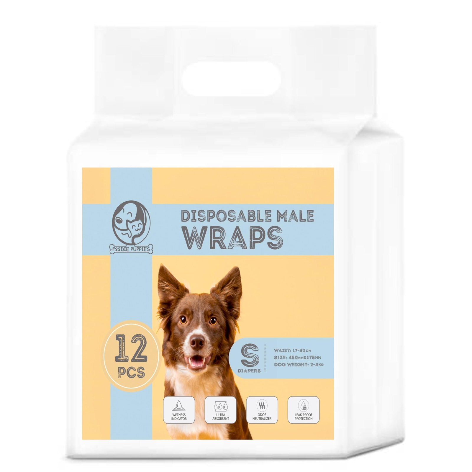 Foodie Puppies Dogs Disposable Diapers for Male Dog - (12Pcs, Small) | Diaper Pants/Sanitary Cotton Underwear Nappy | Leak-Pr