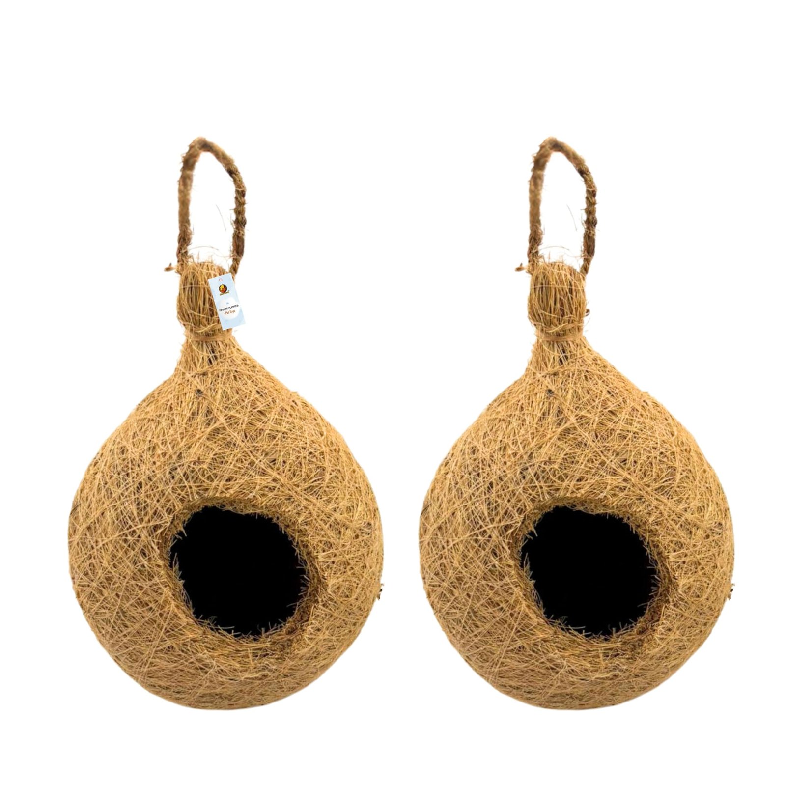 Foodie Puppies Hanging Coconut Fiber Bird Nest - (Buy 1 Get 1 Free) | Suitable for Small Birds Breed | 100% Natural Coir Bree