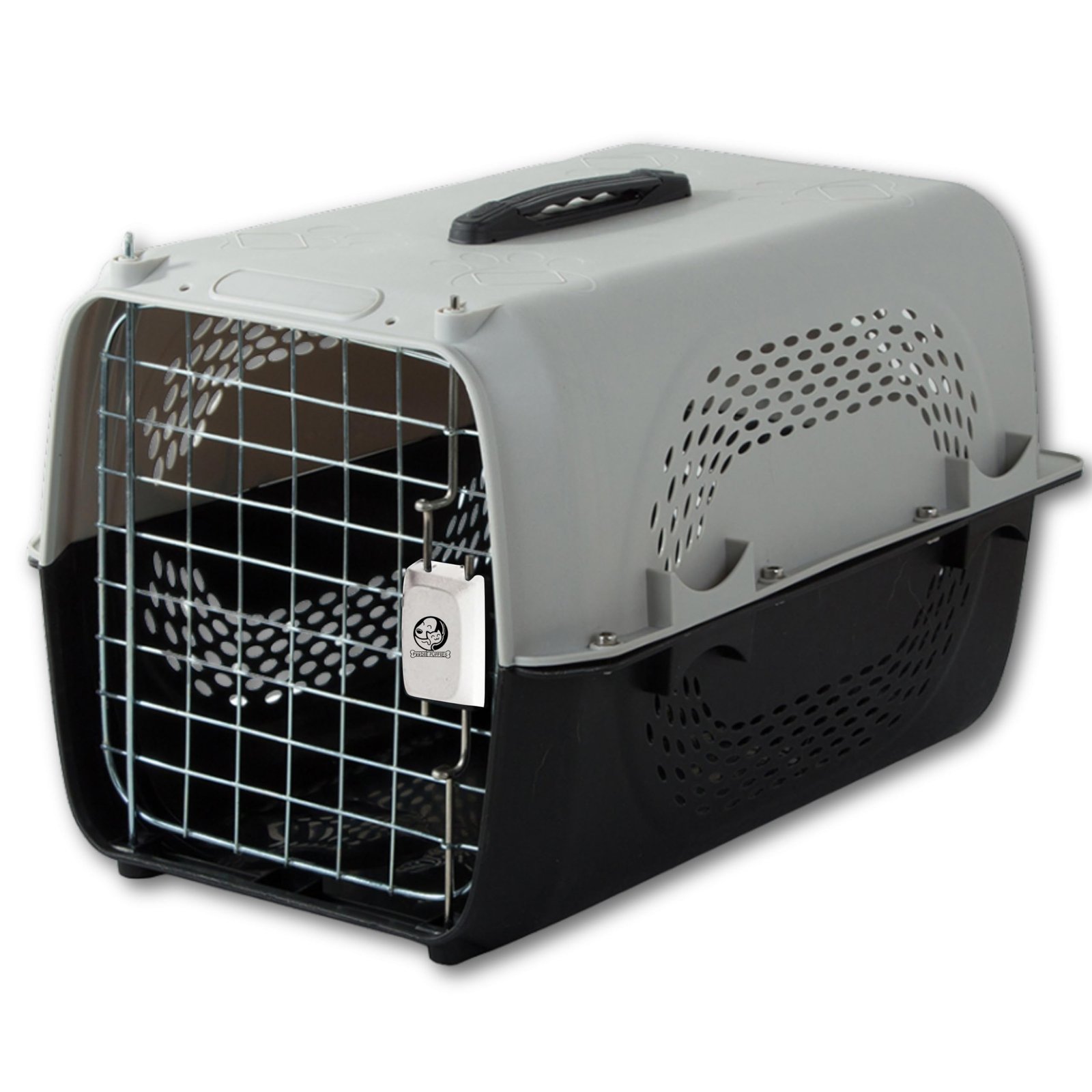 Foodie Puppies Imported Plastic Pet Travel Carrier Cage & Kennel House (49 X 33 X 31 cm, Neon Grey) for Dogs, Puppies & Small