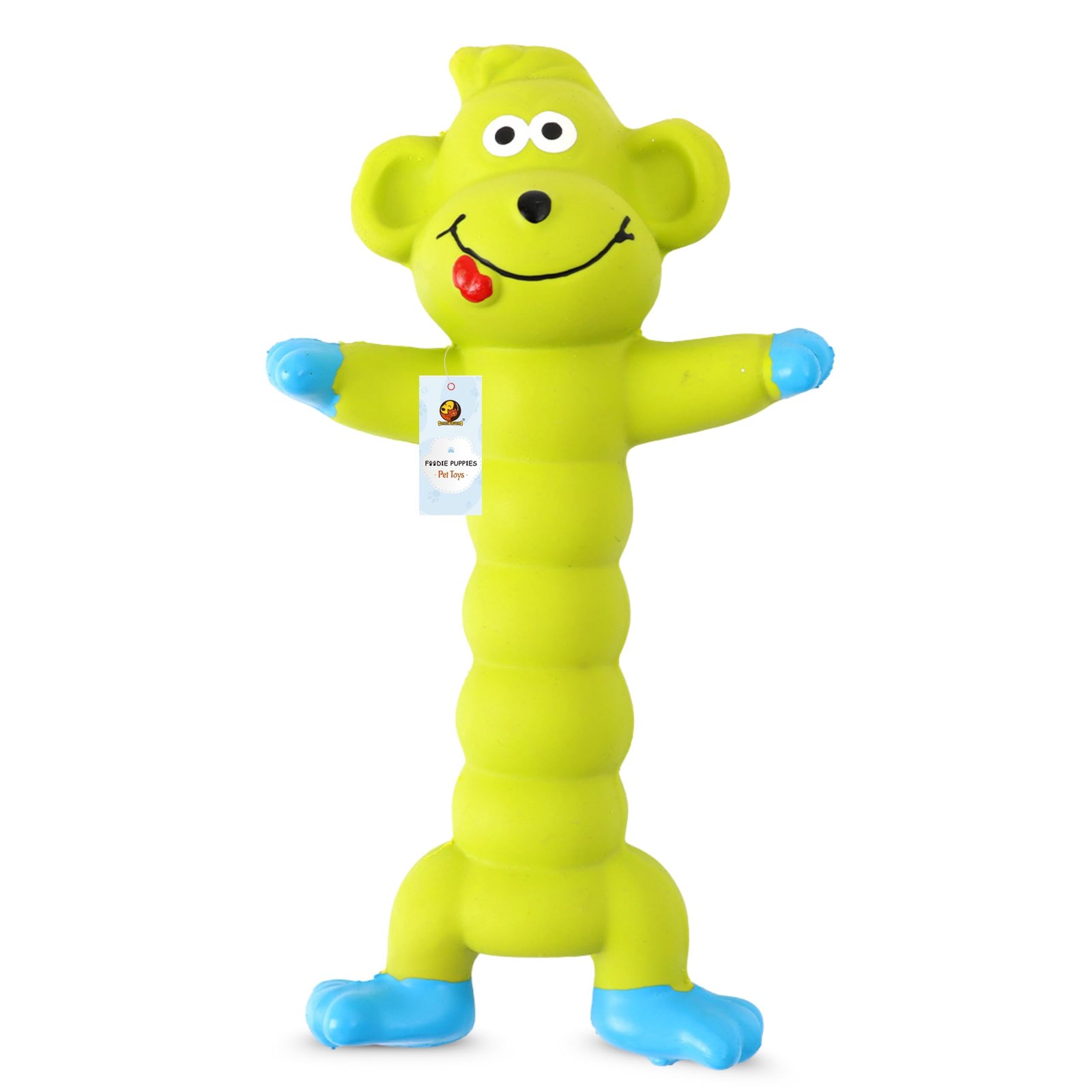 Foodie Puppies Interactive Latex Squeaky Chew Dog Toy - (Green Monkey, 20cm) | Small to Medium Dogs & Puppies | Durable, Rubb