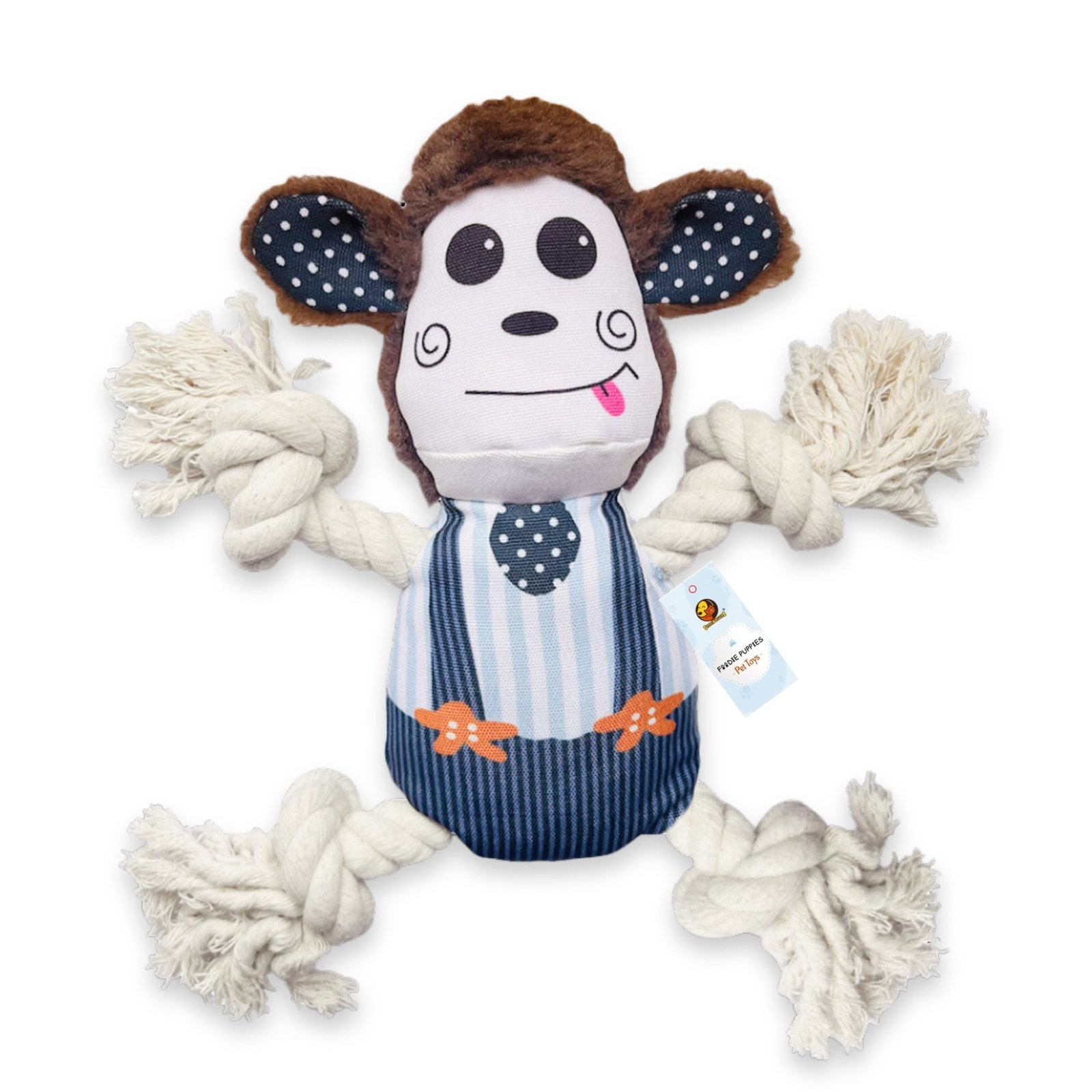Foodie Puppies Monkey Crinkle Paper Rope Plush Toy for Dogs | Non-Toxic, Soft, Stuffed Interactive Cute Squeaky, Teething Rop