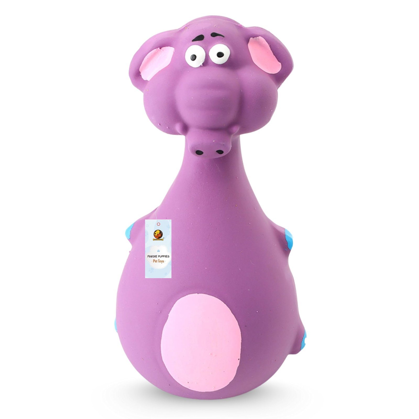 Foodie Puppies Natural Latex Rubber Squeaky Chew Toy - (Purple Elephant, 12cm), Suitable for Puppy, X-Small to Small Dogs | D