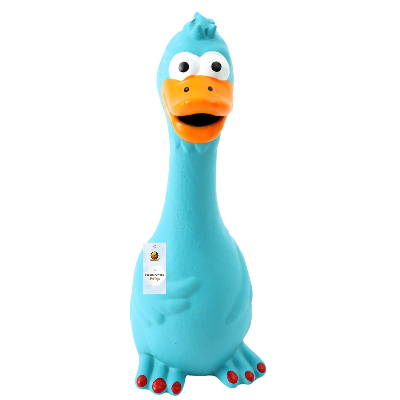 Foodie Puppies Natural Latex Rubber Squeaky Dog Toy - (Blue Duck) | Small Dogs & Puppy | Durable, Animal Design, Fetch & Chew