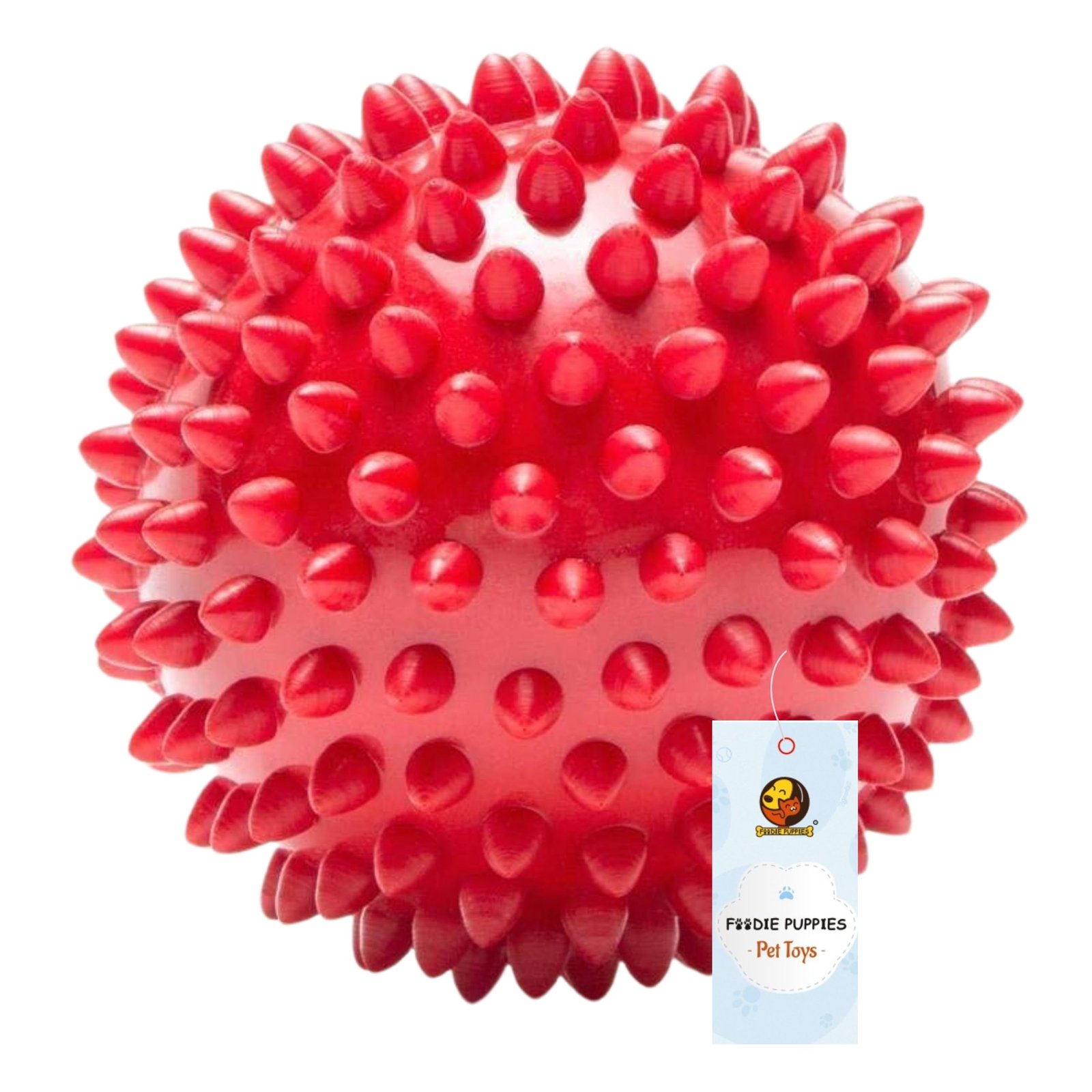 Foodie Puppies Natural Rubber Spike Ball - 2.8inch/ 7cm | Suitable for Small to Medium Dogs and Puppies | Chewing, Teething,