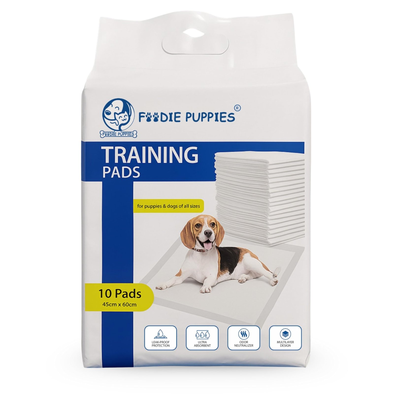 Foodie Puppies Pee & Potty Pet Training Pad (45X60cm - 10 Pads) for Puppies & Dogs | Leak Proof Protection | Ultra-Absorbent