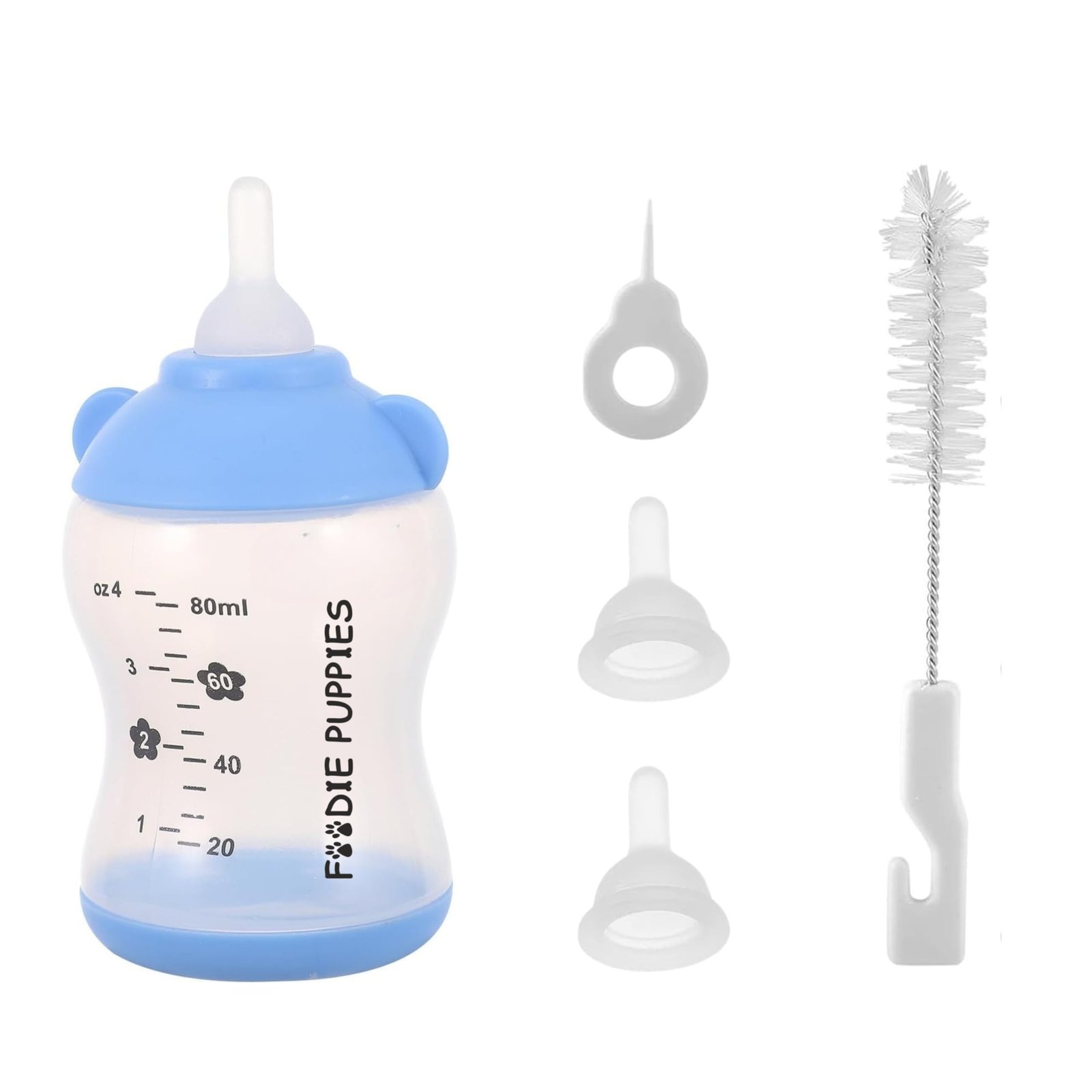 Foodie Puppies Pet Feeding Bottle Kit for Dogs, Puppies and Cats - (80 ml) | Milk Nursing Bottle with Accessories | BPA-Free,