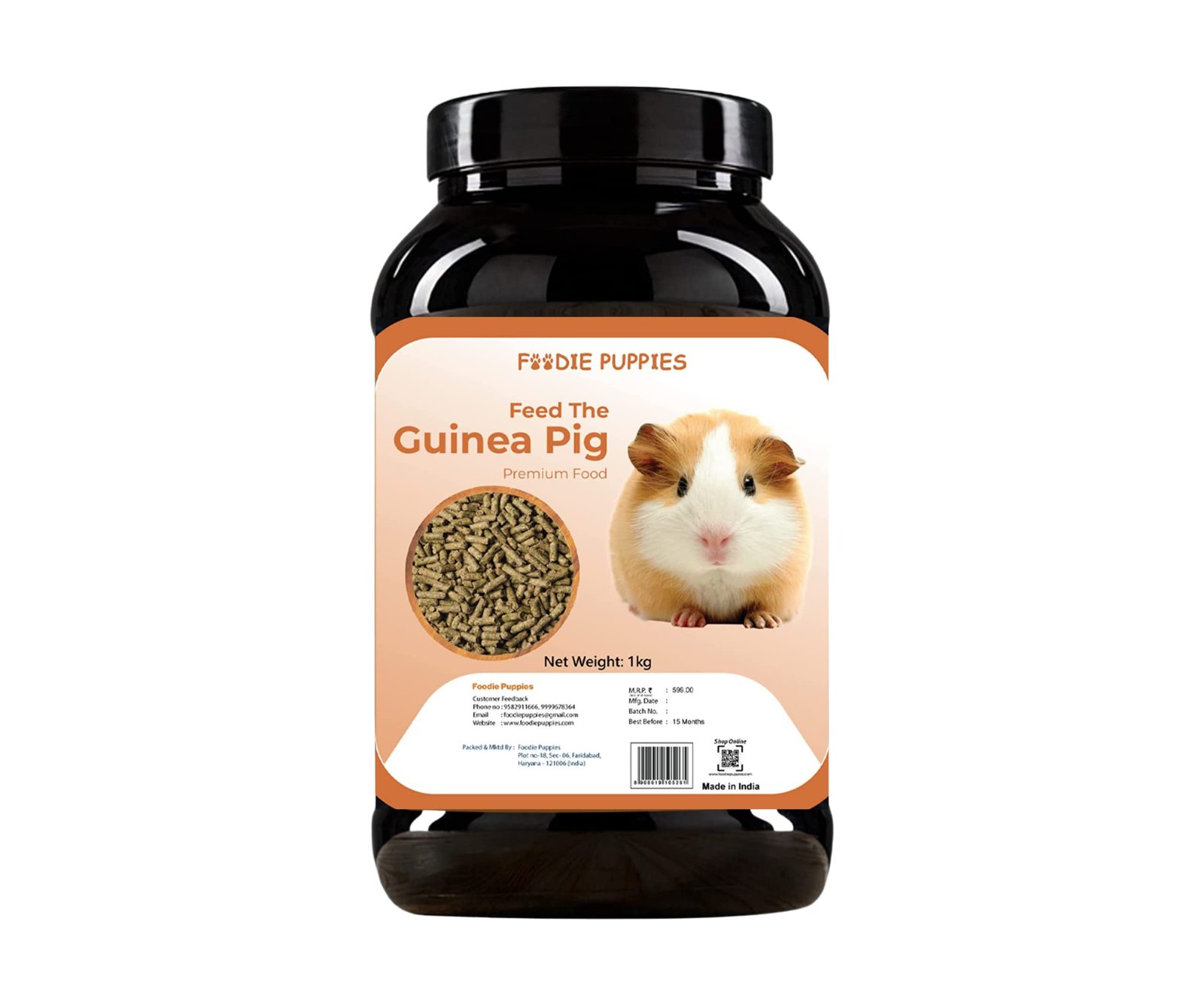 Foodie Puppies Premium Guinea Pig Food Pellets (1Kg) | Highly Nutritious Diet Essential Ingredients for a Healthy and Active