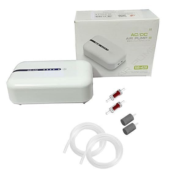 GALLAXY Aquarium Silent Air Pump, Battery Powered Portable Air Pump for Fish Tanks, AC/DC Dual Mode Oxygen/Aerating Pump for