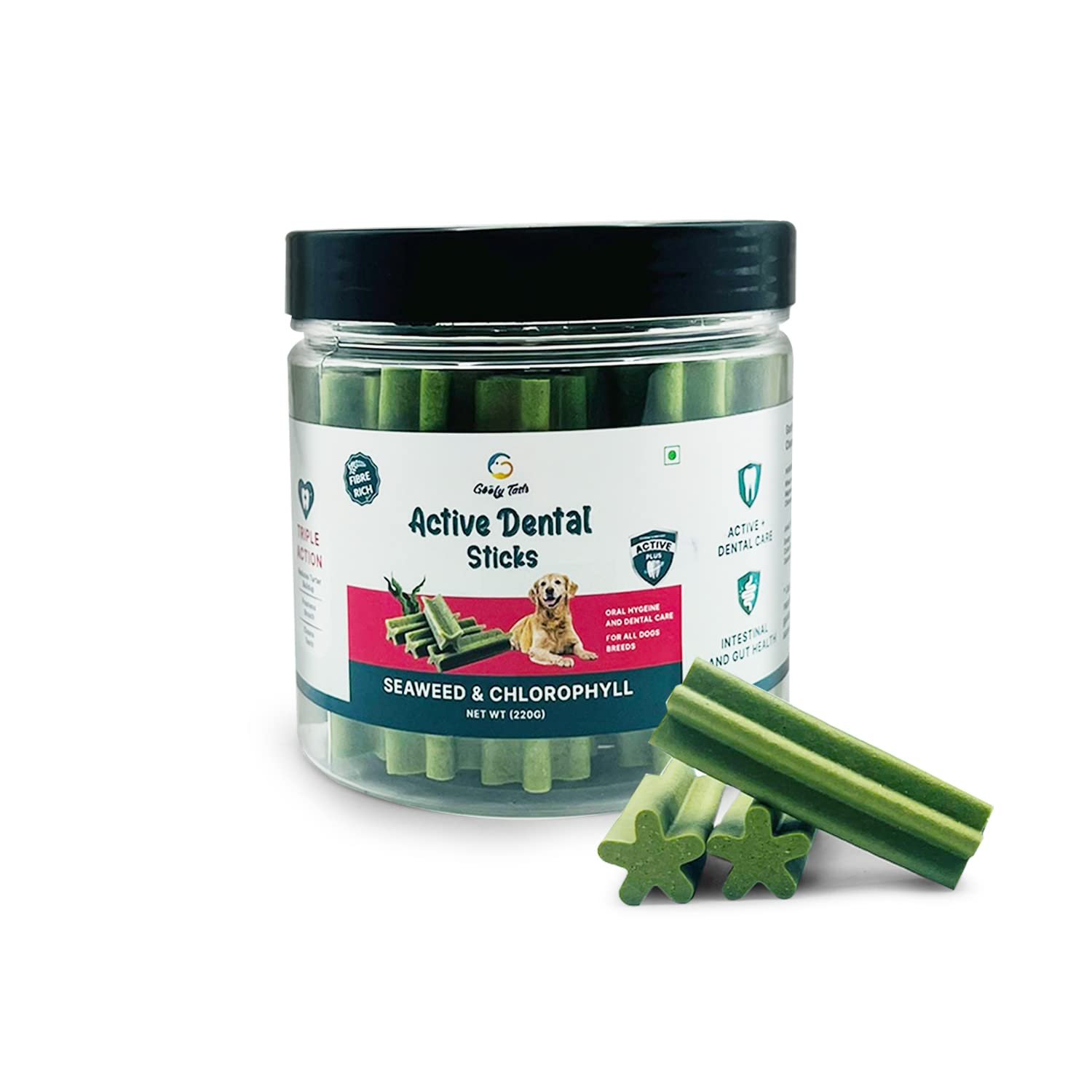 Goofy Tails Active Seaweed Dental Stick 220g, Dog Treats Vegetarian, Dental Sticks for Dogs, Chew Sticks for Dogs, Dog Chew S