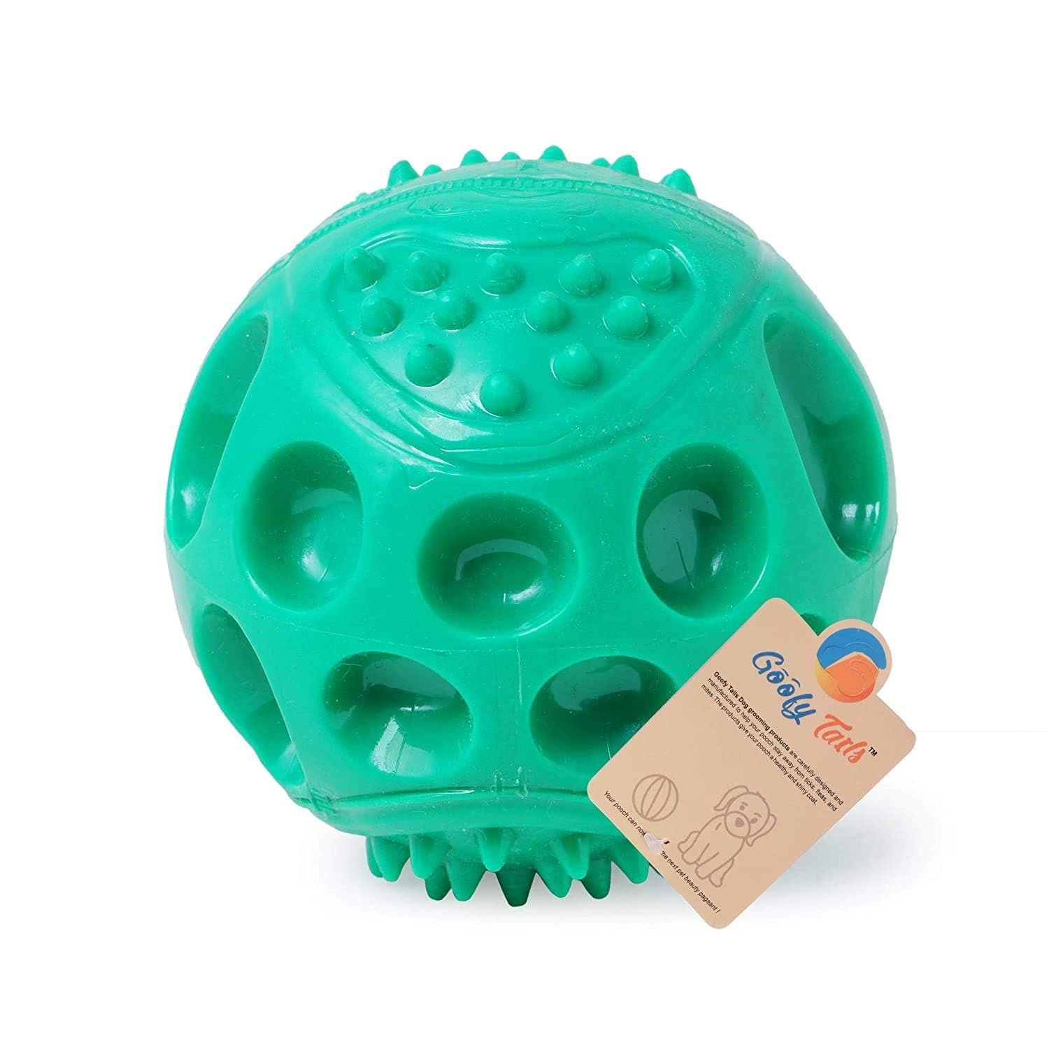 Goofy Tails Dog Ball Toy, Hard Squeaky Rubber Ball Toys for Dogs, Dog Chew Toy, Squeaky Toys for Dogs (Blue/Green/Orange)