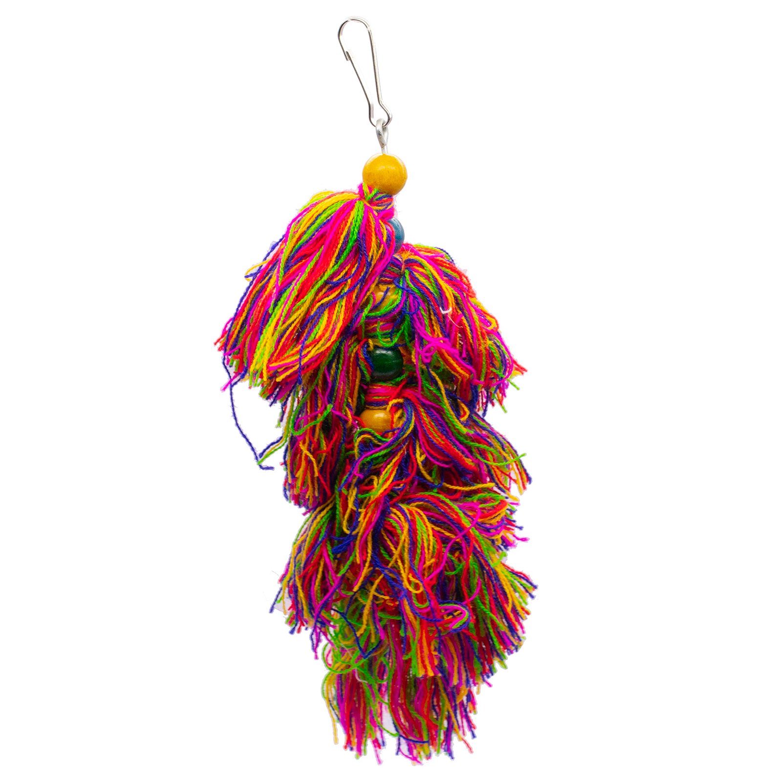 GREENBIRDS Toys Multicolor Tassels Thread Hanging Perch Toy for Parrots - Bungee Bird Toy - Handmade Chew Toy - for Relaxing
