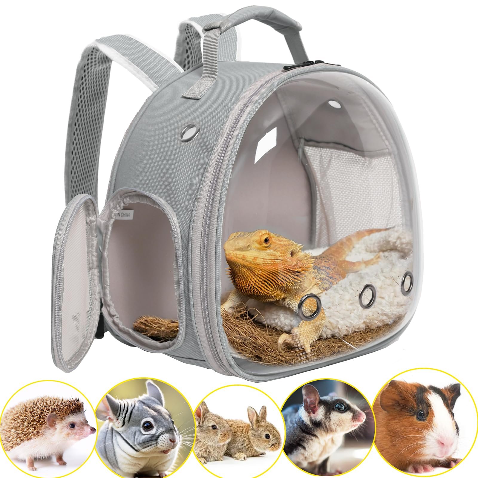 Guinea Pig Backpack Carrier, Reptile Outdoor Used,Bearded Dragon Carrier Backpack with Clear Bubble Window,Small Animal Trave