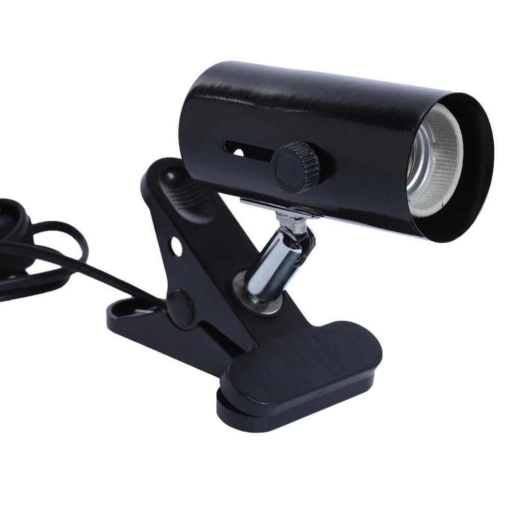 HAMDAN Pets Reptile Heat Lamp Holder with Ceramic Socket & Clip | 200W E26 EU Plug | Rotatable Light