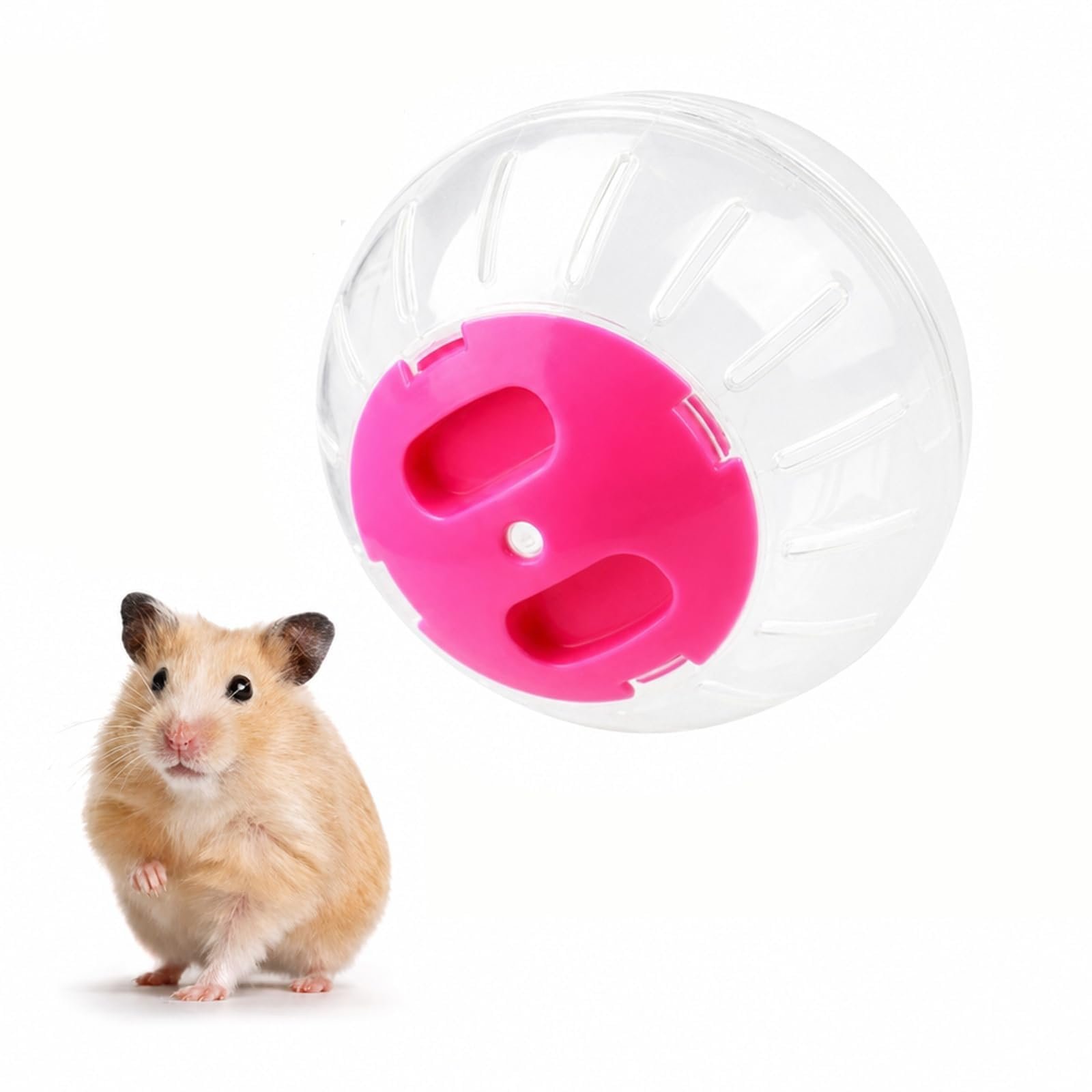 Hamster Toys, Exercise Ball with Pink Colorful Lid, Small Animal Cage Accessories, Running Wheel for Pet House Activities, Co