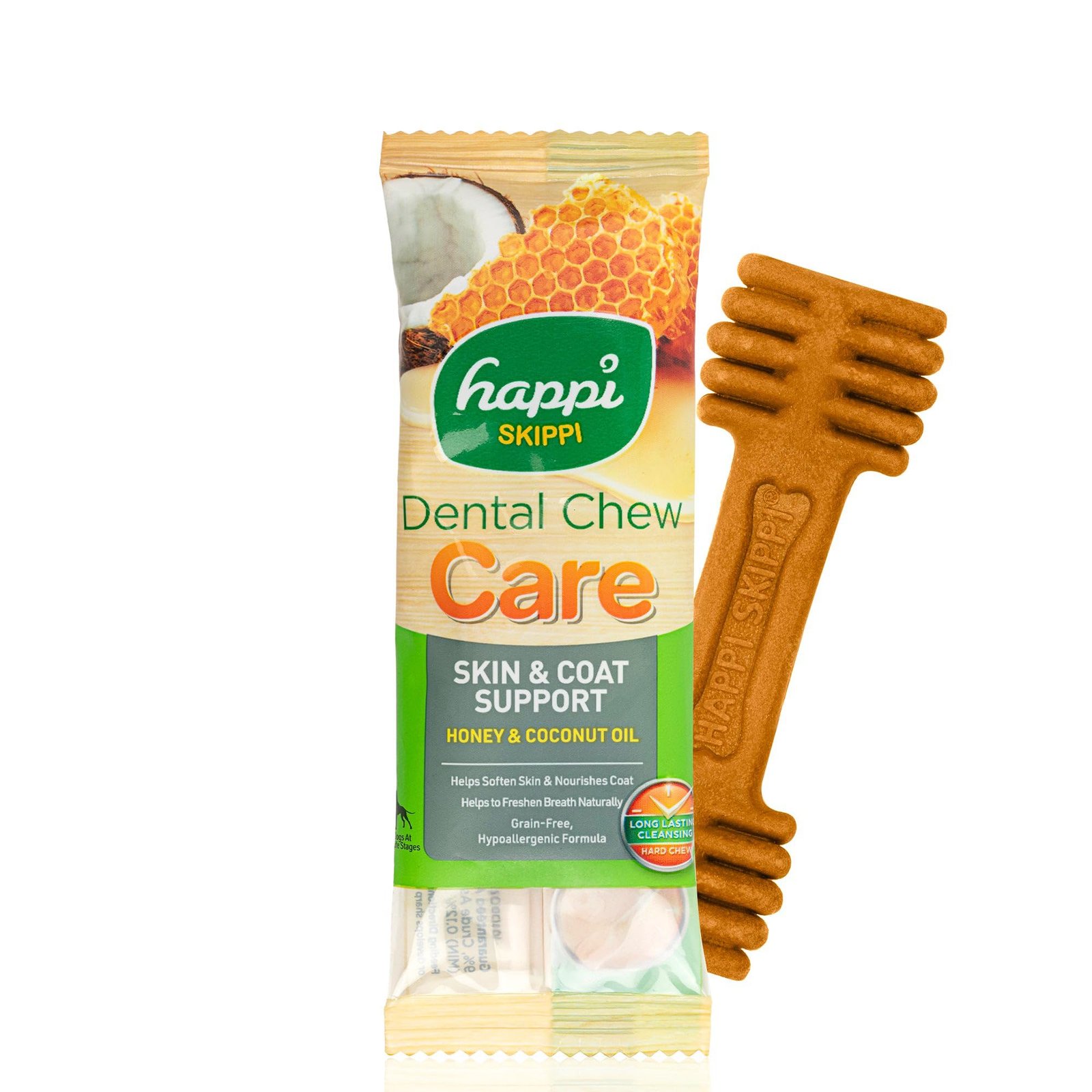 Happi Skippi Dental Chew Care Skin & Coat Support Dog Treats - 4 inch - 25g
