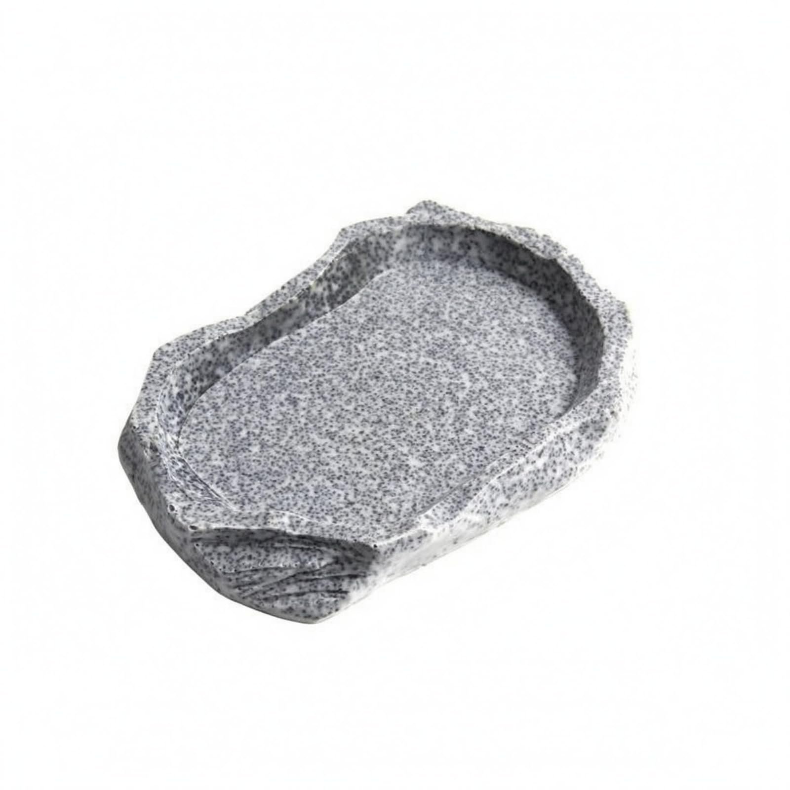 HEAVENGLOW Naturalistic Terrarium Rock Bowl Shallow Basin Stone Herpetological Bowl Layered Surface Rock Dish, Small - 105x75