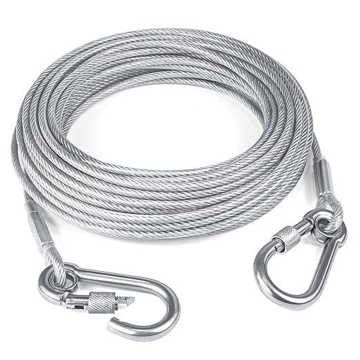 Heavy Duty Stainless Steel Wire Rope Cable with Locking Braided Security Cable Sling Tie Down Rope for Dog Tie Out Luggage Lo