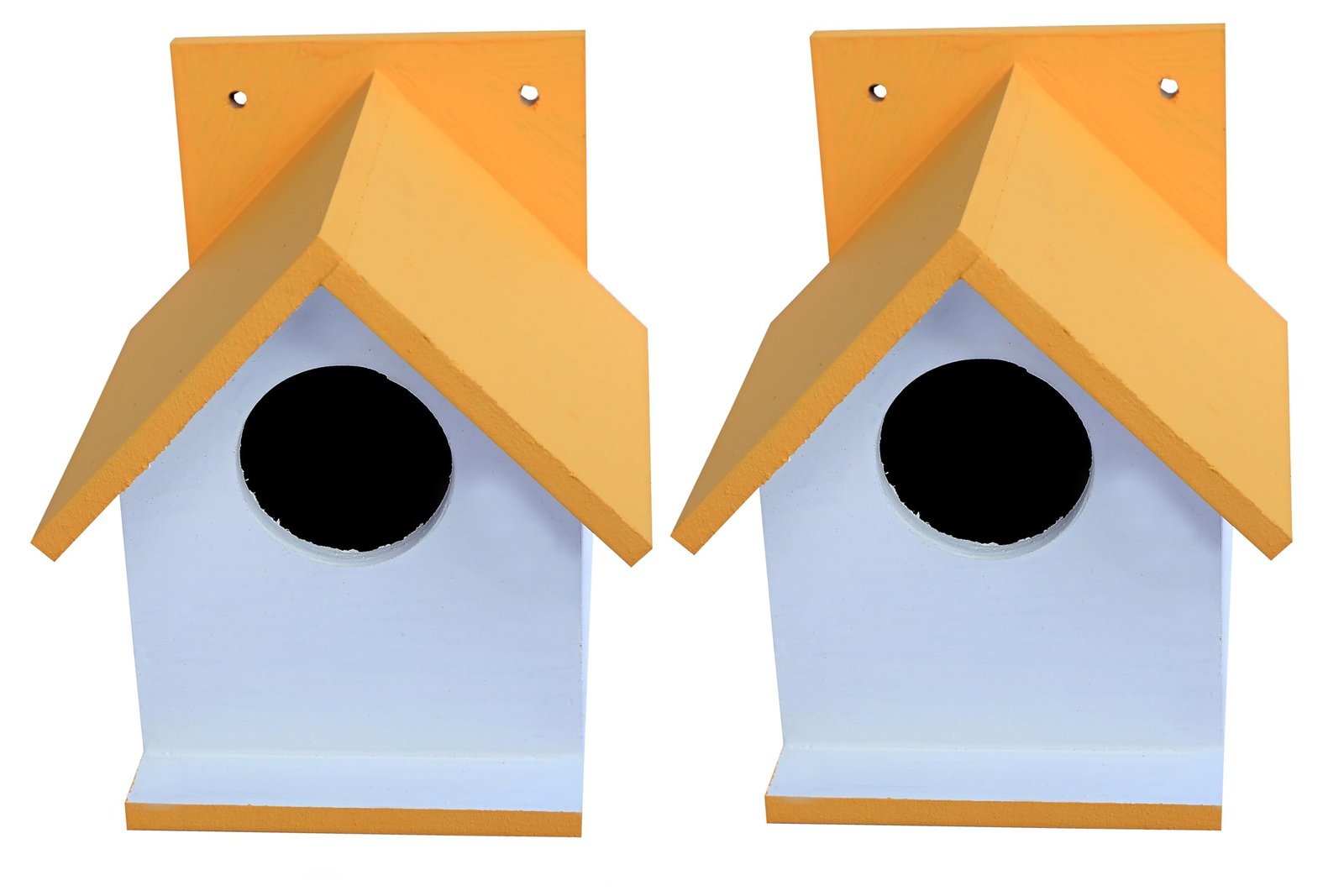 Hellonz Bird House for Sparrow, Budgies & Finches with Air Ventilation and Mounting Hook (Pack of 2) (Orange)