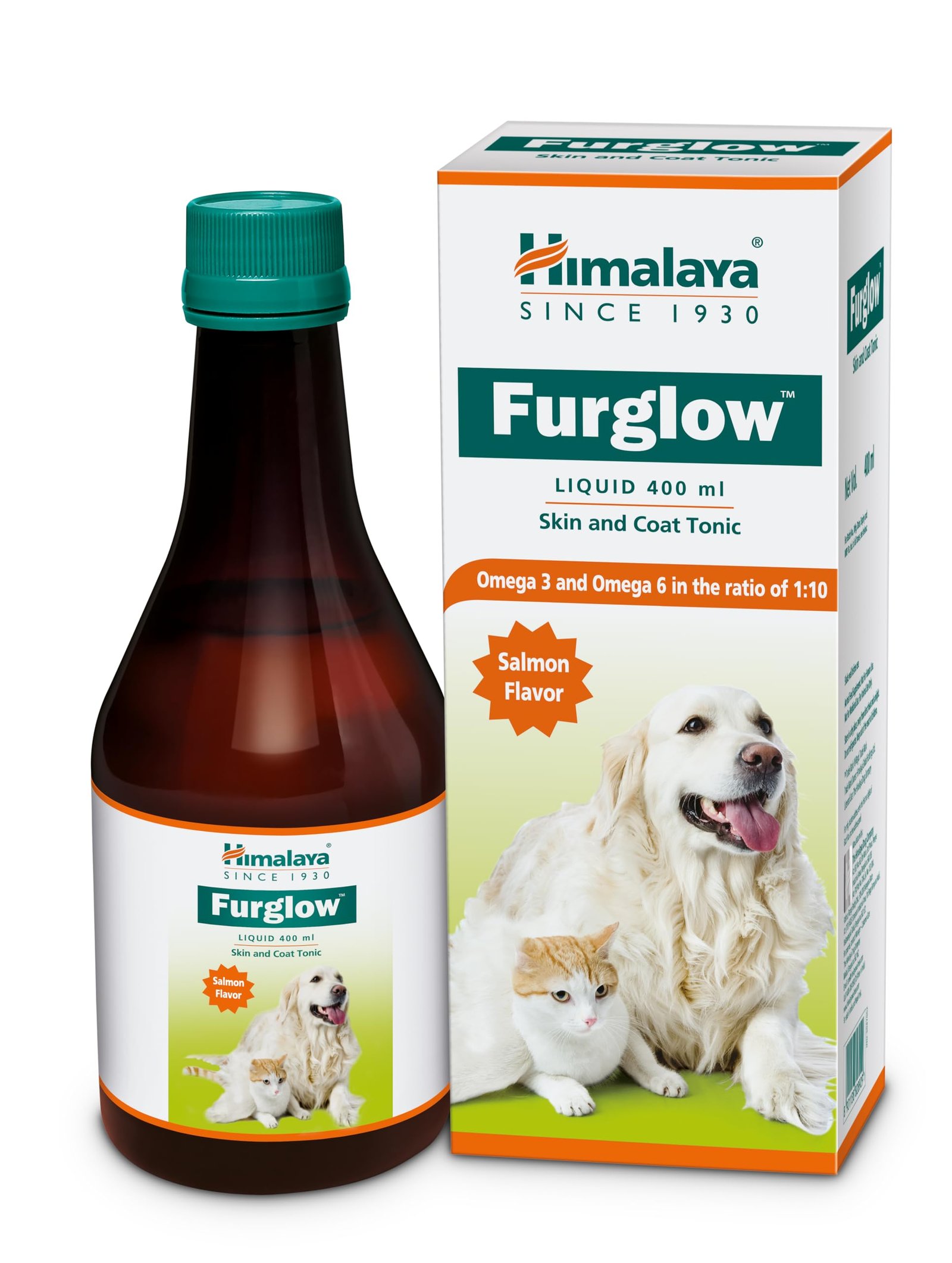 Himalaya Furglow Skin & Coat Tonic Liquid For Dogs & Cats | Daily Supplement forSshiny and Healthy Coat | 400ml