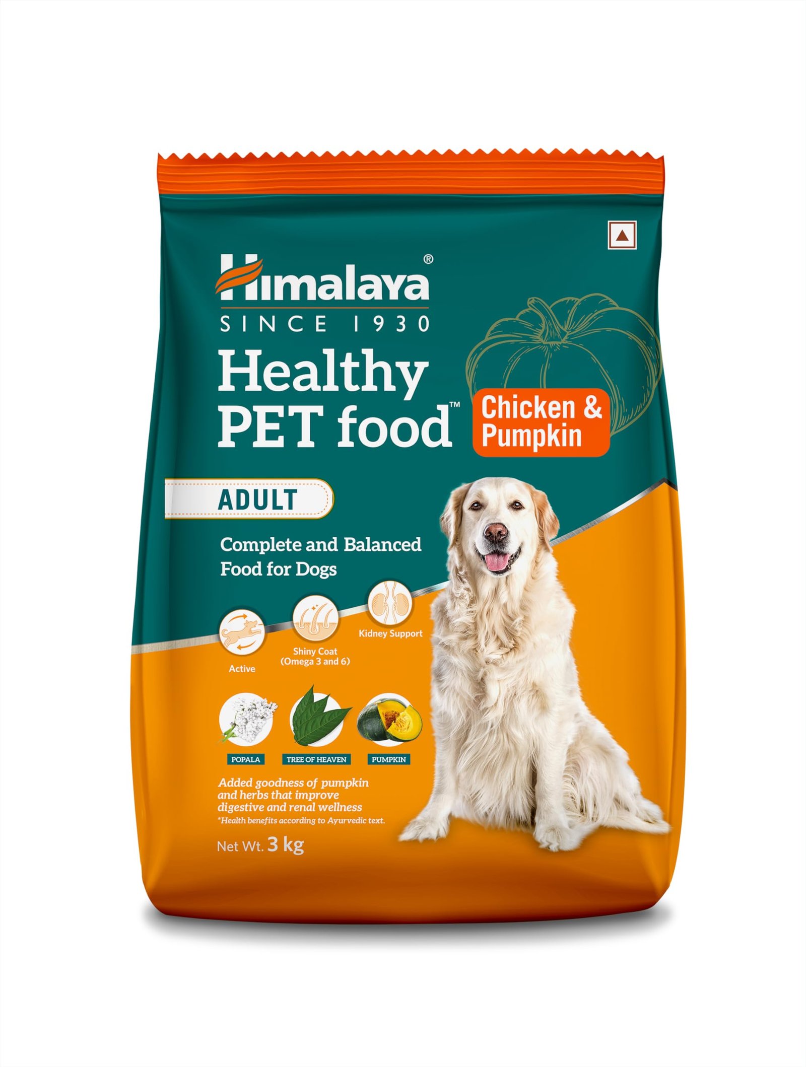 Himalaya Healthy PET Food for Adult Dogs | Chicken & Pumpkin | 3kg | Complete & Balanced Nutrition with Mountain Knot Grass,